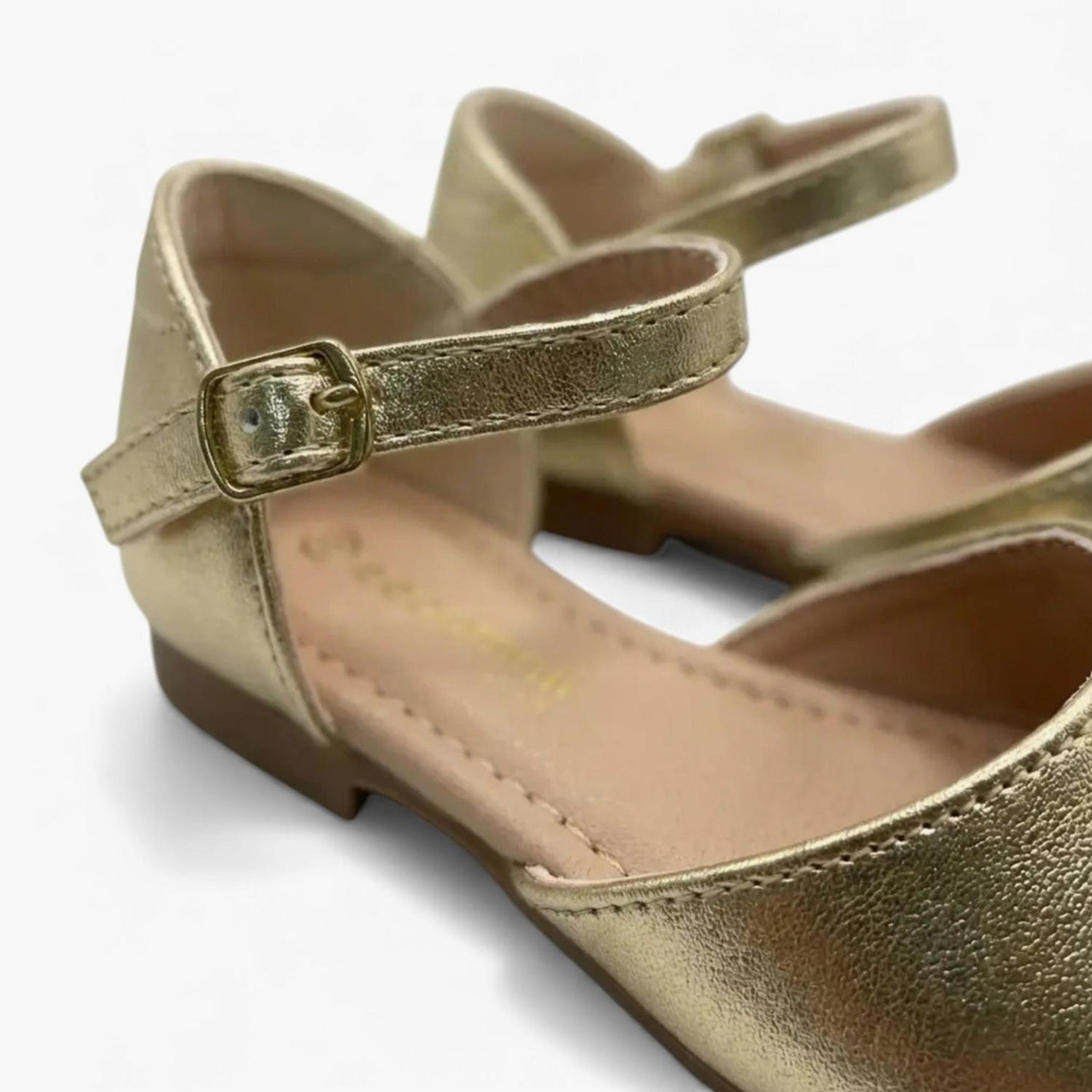 جيومني - حذاء باليرينا أوبريليا بإبزيم مقدمة دائرية للبنات | K2257-7-GOLD-girls-shoes-ballerinas-image-2