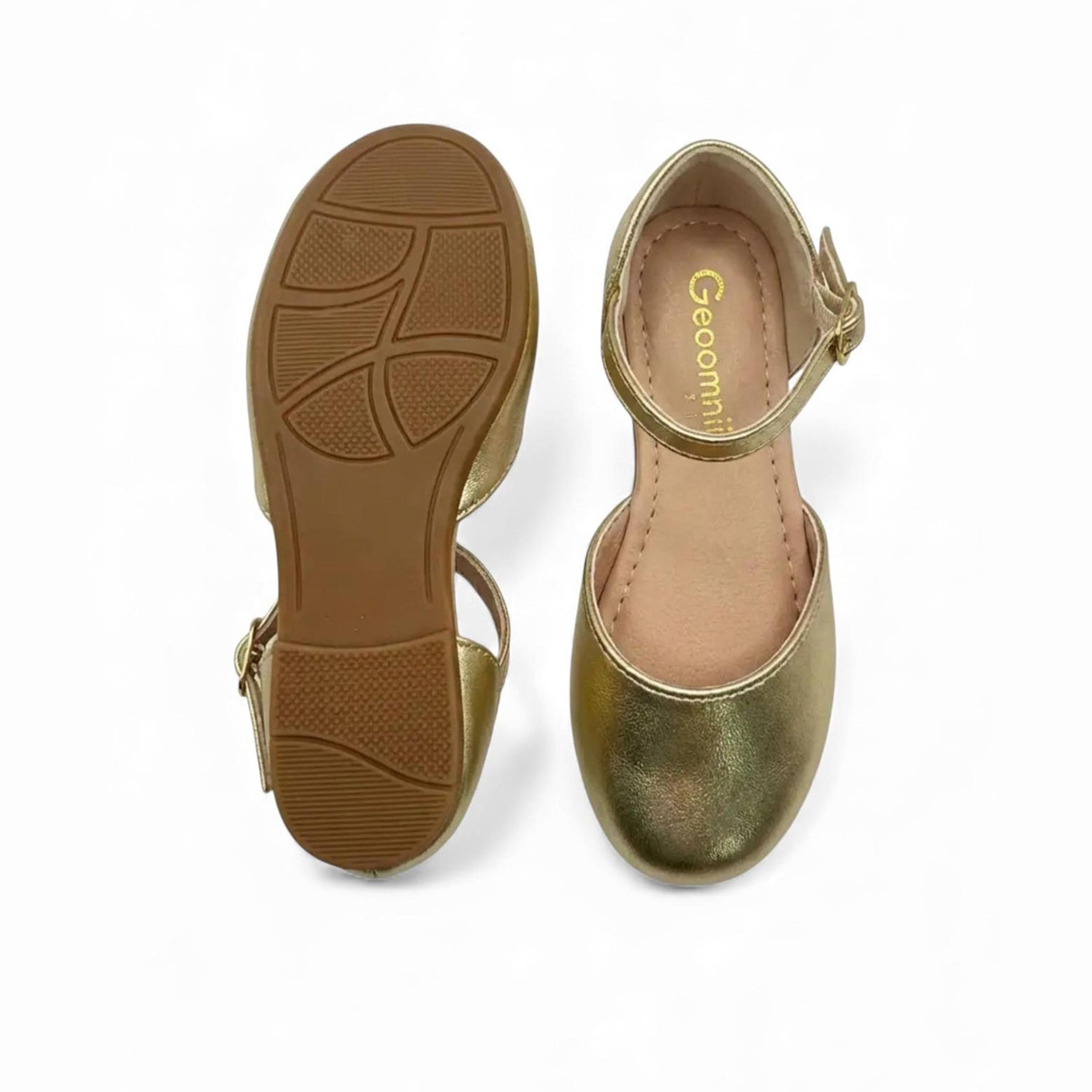 جيومني - حذاء باليرينا أوبريليا بإبزيم مقدمة دائرية للبنات | K2257-7-GOLD-girls-shoes-ballerinas-image-3