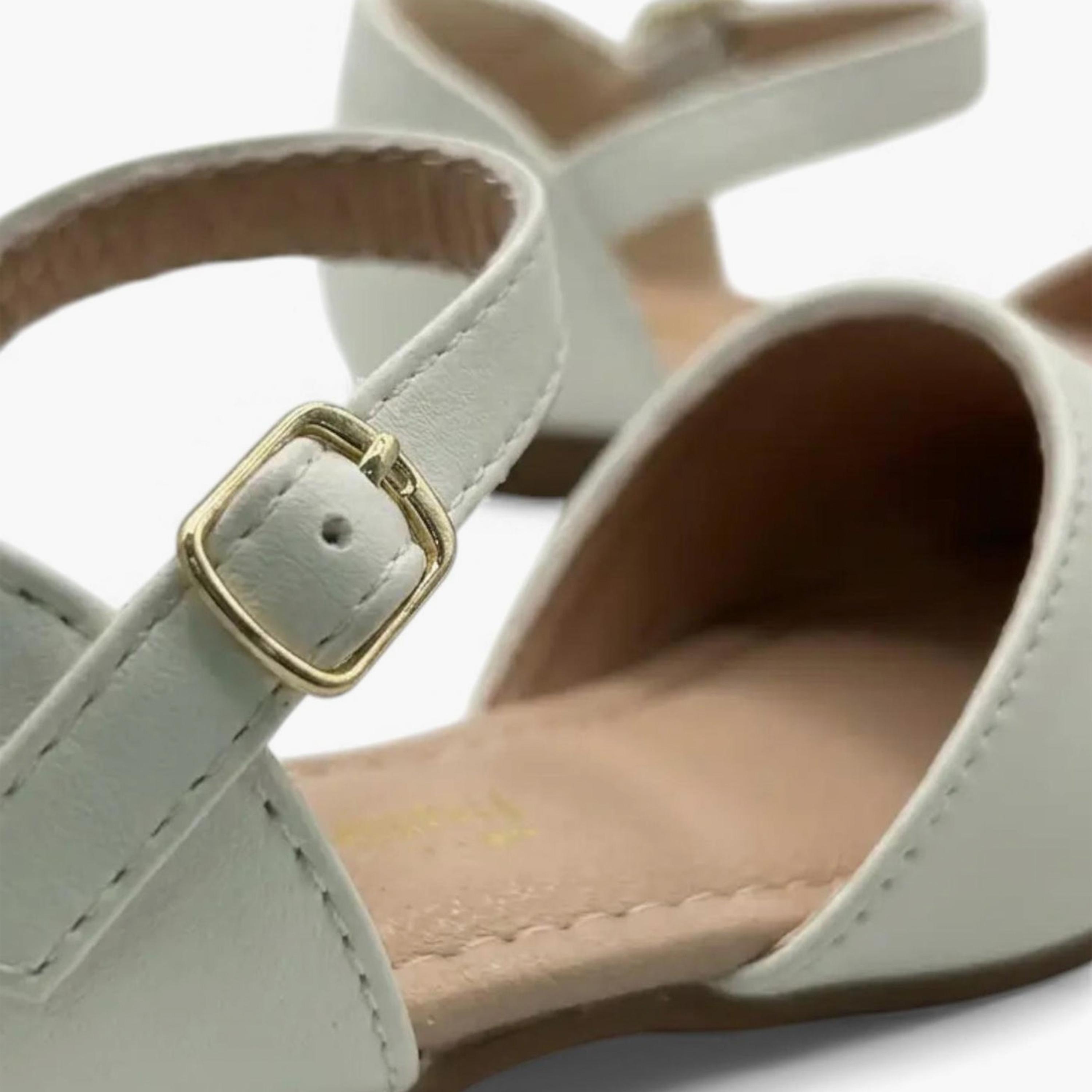 Geoomnii Girls Buckle Lindea Round Toe Ballerinas | K2257-7-WHITE-girls-shoes-ballerinas-image-2