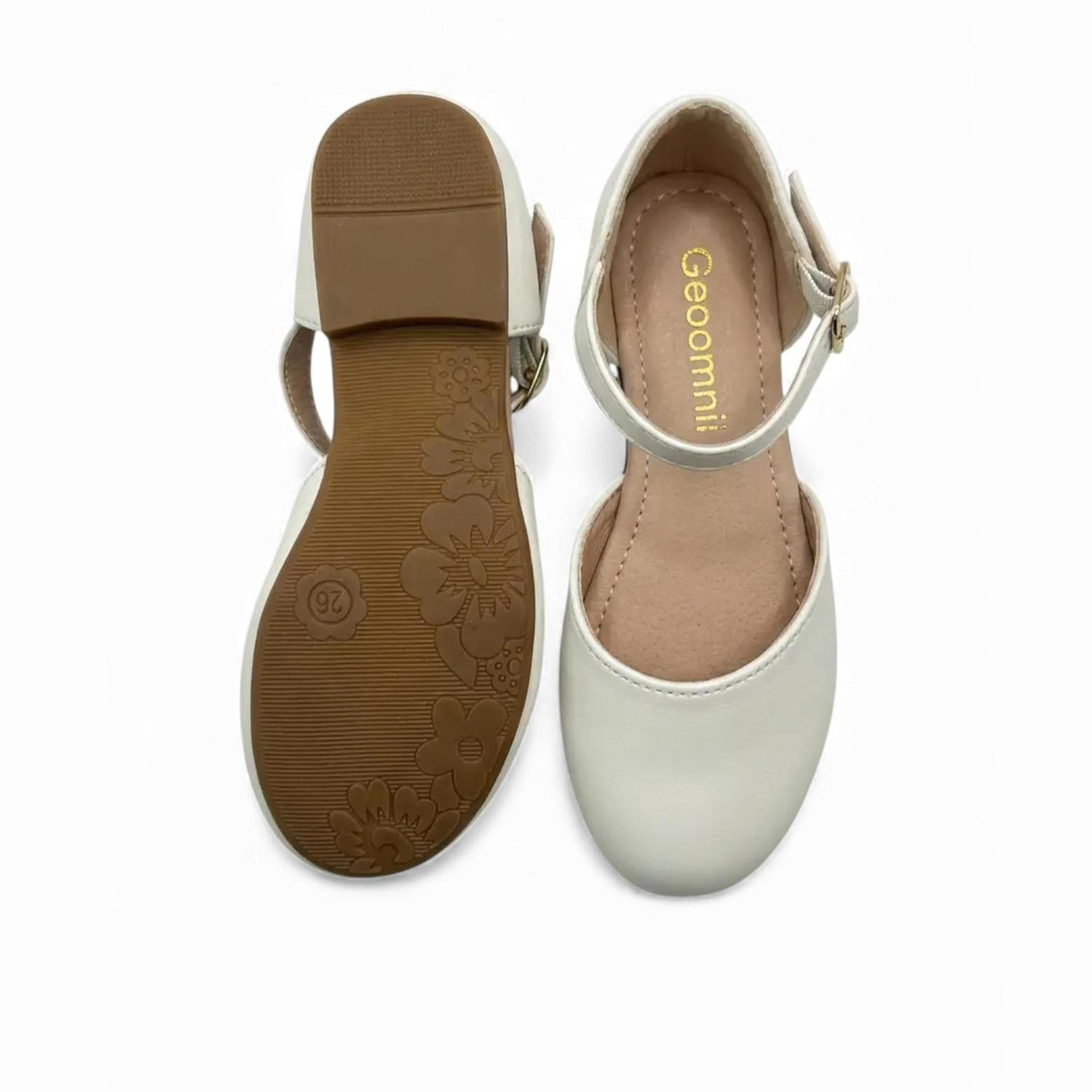 Geoomnii Girls Buckle Lindea Round Toe Ballerinas | K2257-7-WHITE-girls-shoes-ballerinas-image-3