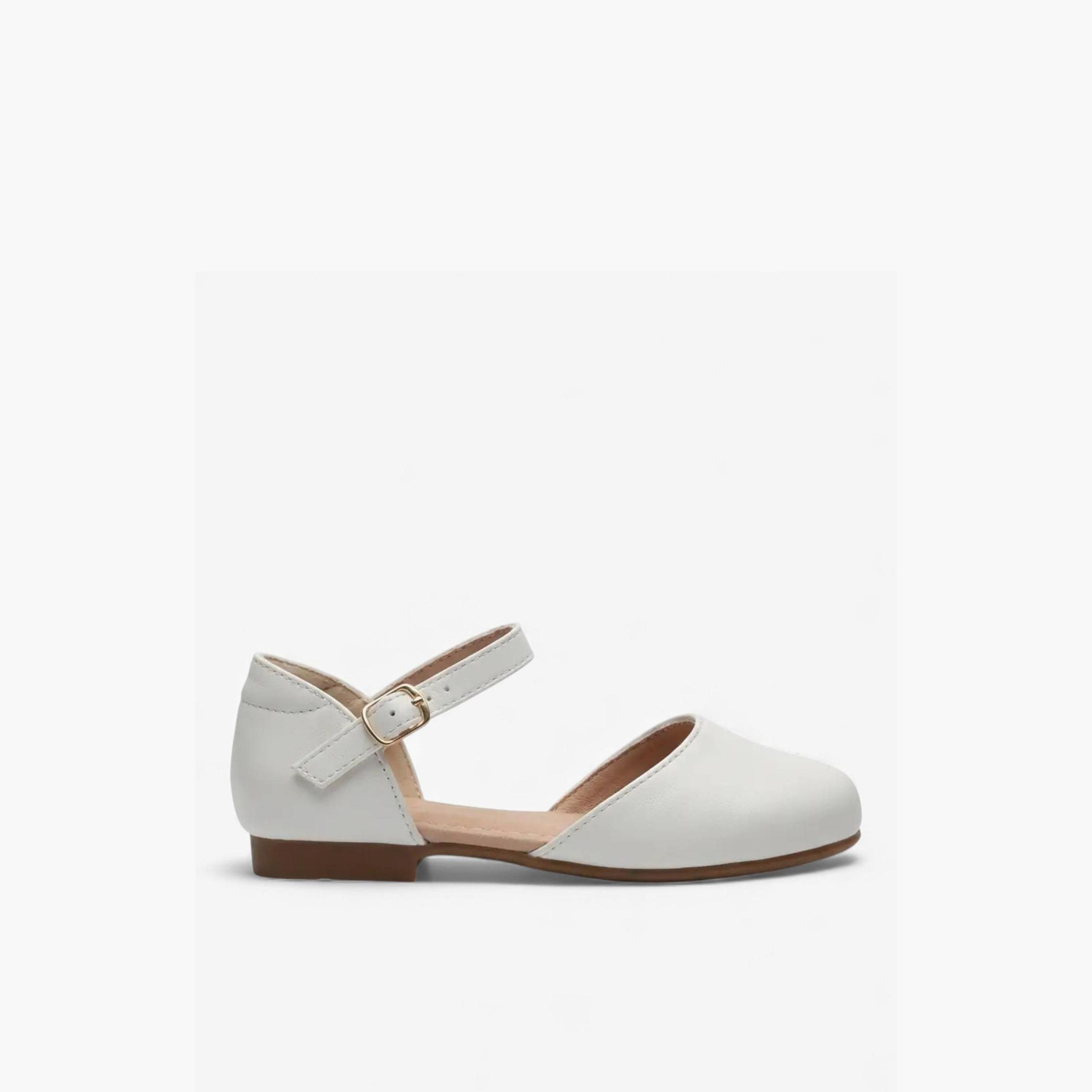 Geoomnii Girls Buckle Lindea Round Toe Ballerinas | K2257-7-WHITE-girls-shoes-ballerinas-image-4