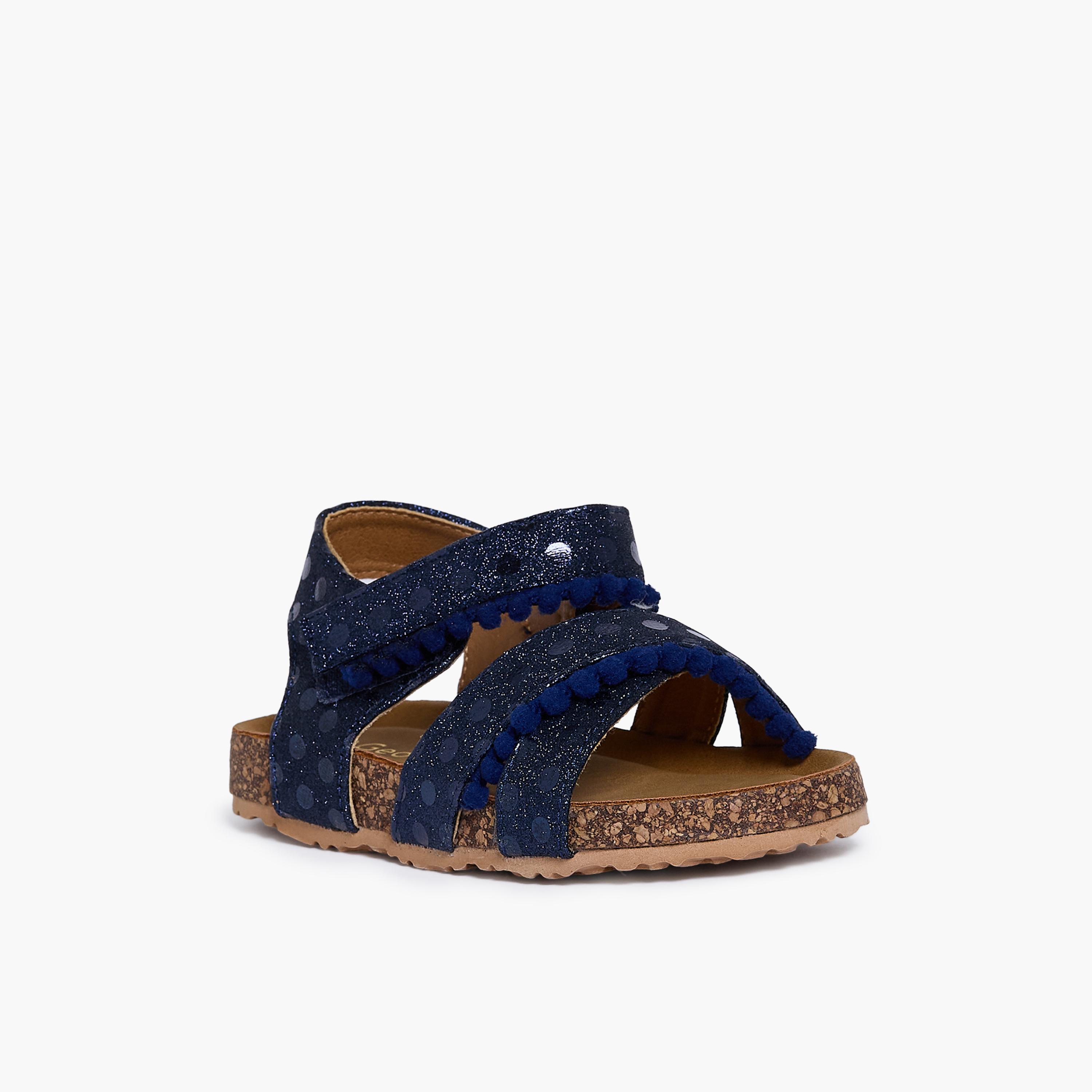 Geoomnii Girls Hook & Loop Tanya1 Strap Sandals | K3309-6-NAVY-girls-shoes-sandals-image-1