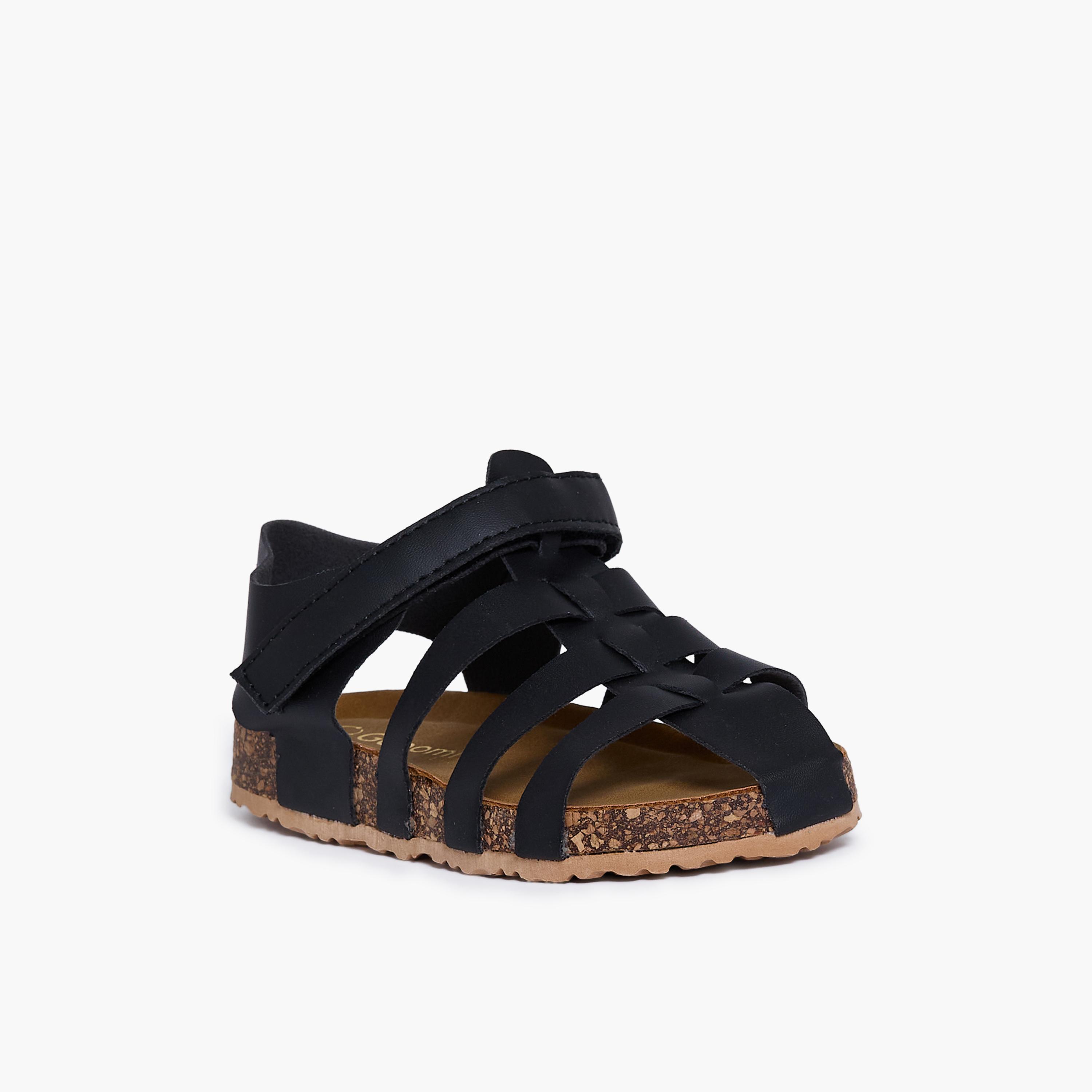 Geoomnii Kids Hook & Loop Tiffany1 Strap Sandals | K3309-7-BLACK-boys-shoes-sandals-image-1