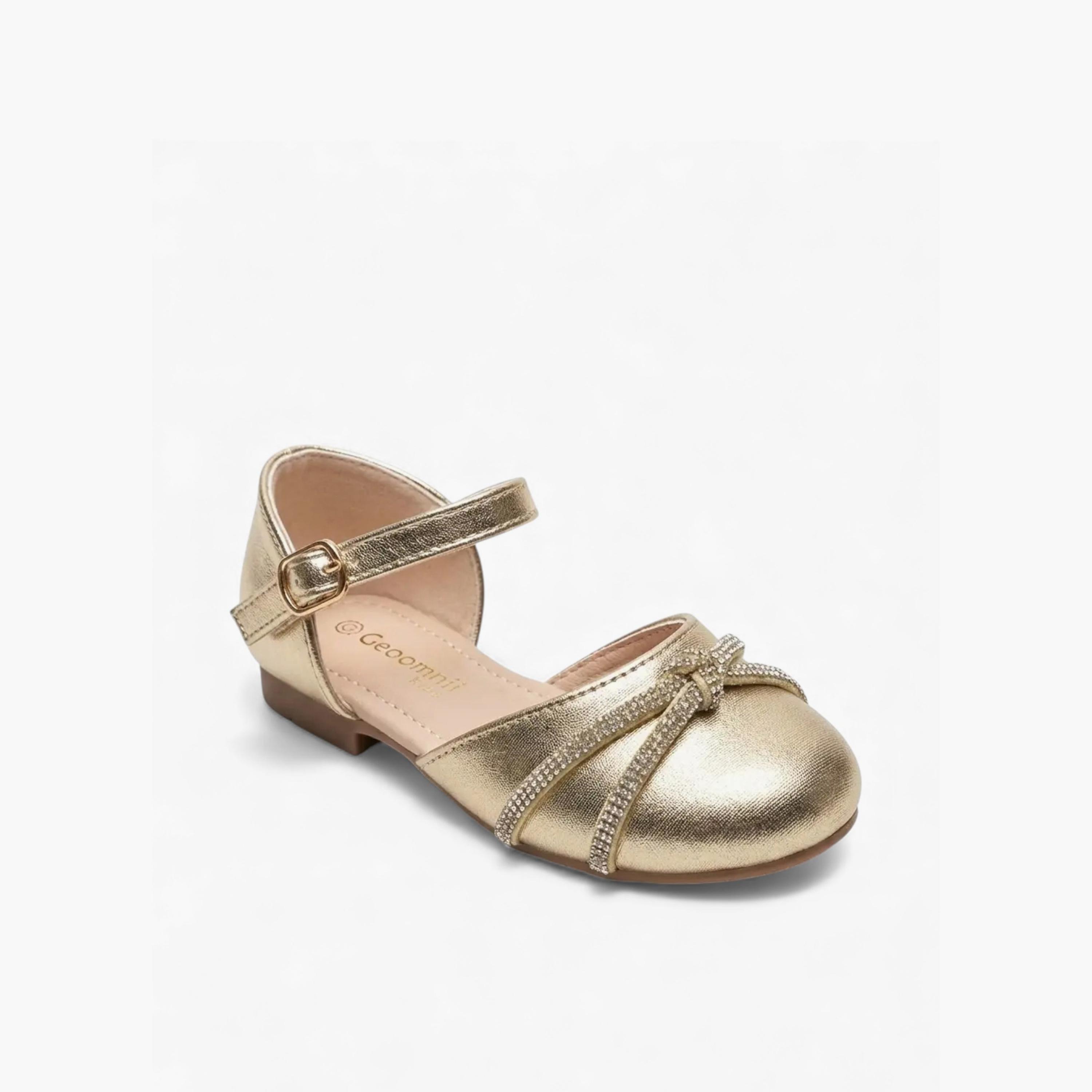 Geoomnii Girls Buckle Keaiieea Round Toe Ballerinas | KB311-08-GOLD-girls-shoes-ballerinas-image-1