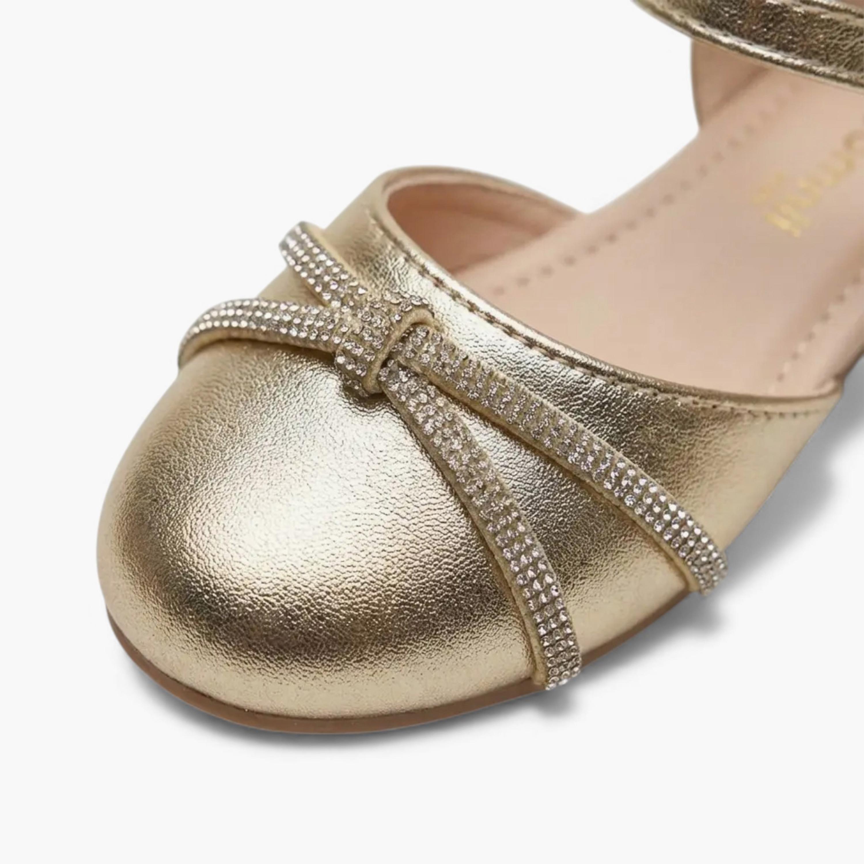 جيومني - حذاء باليرينا كاييا مقدمة دائرية بإبزيم للبنات | KB311-08-GOLD-girls-shoes-ballerinas-image-2