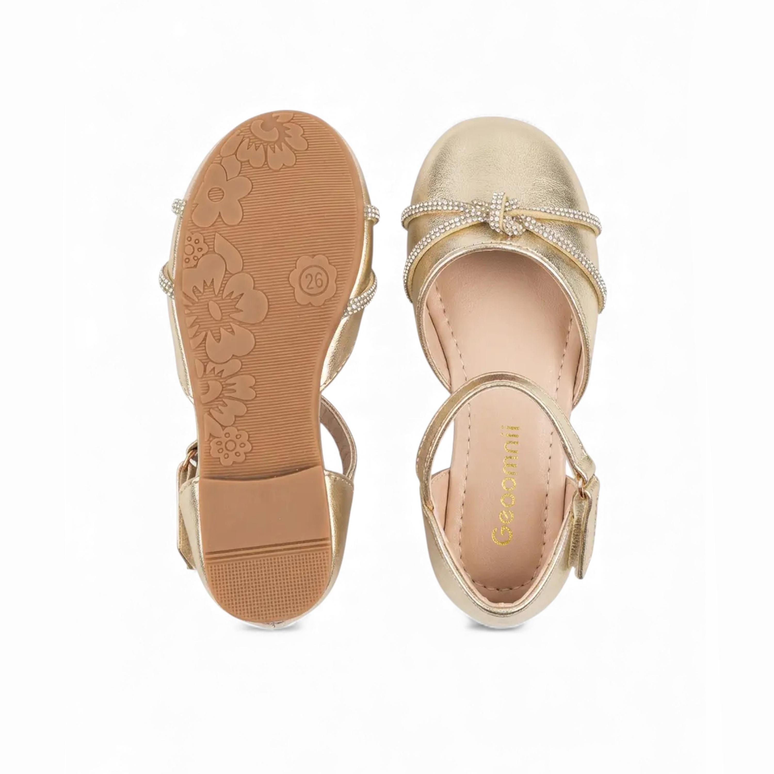 جيومني - حذاء باليرينا كاييا مقدمة دائرية بإبزيم للبنات | KB311-08-GOLD-girls-shoes-ballerinas-image-3