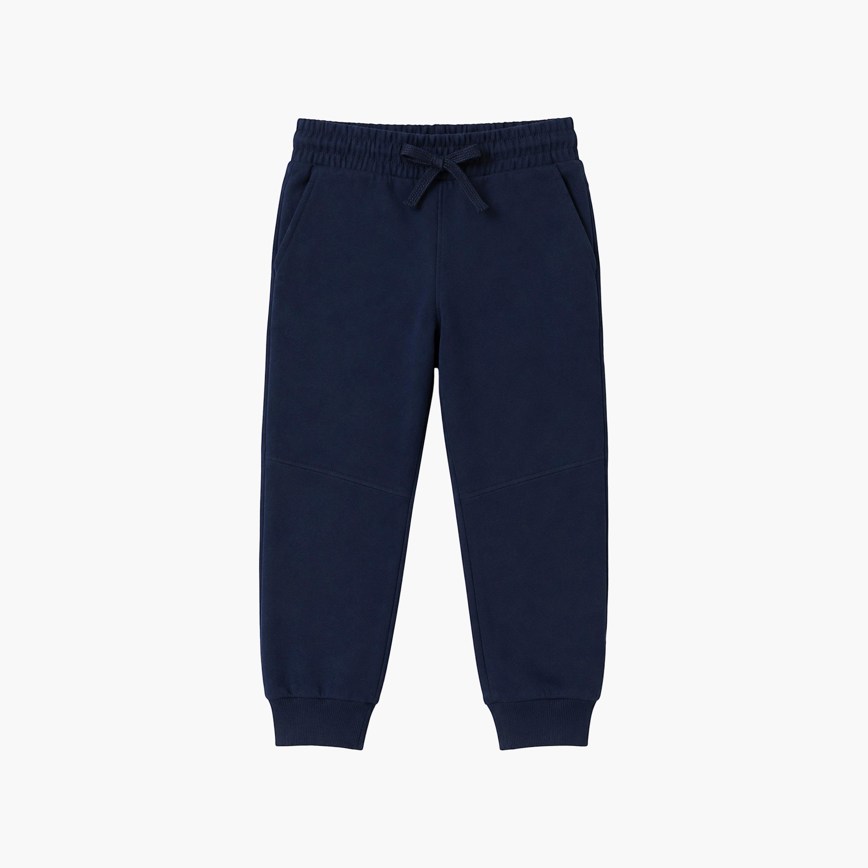 طقم جوجرز قطعة واحدة بخصر مطاطي وحبل ربط سادة من فيكتور وجين-boys-clothing-bottoms-joggersandtrackpants-image-4