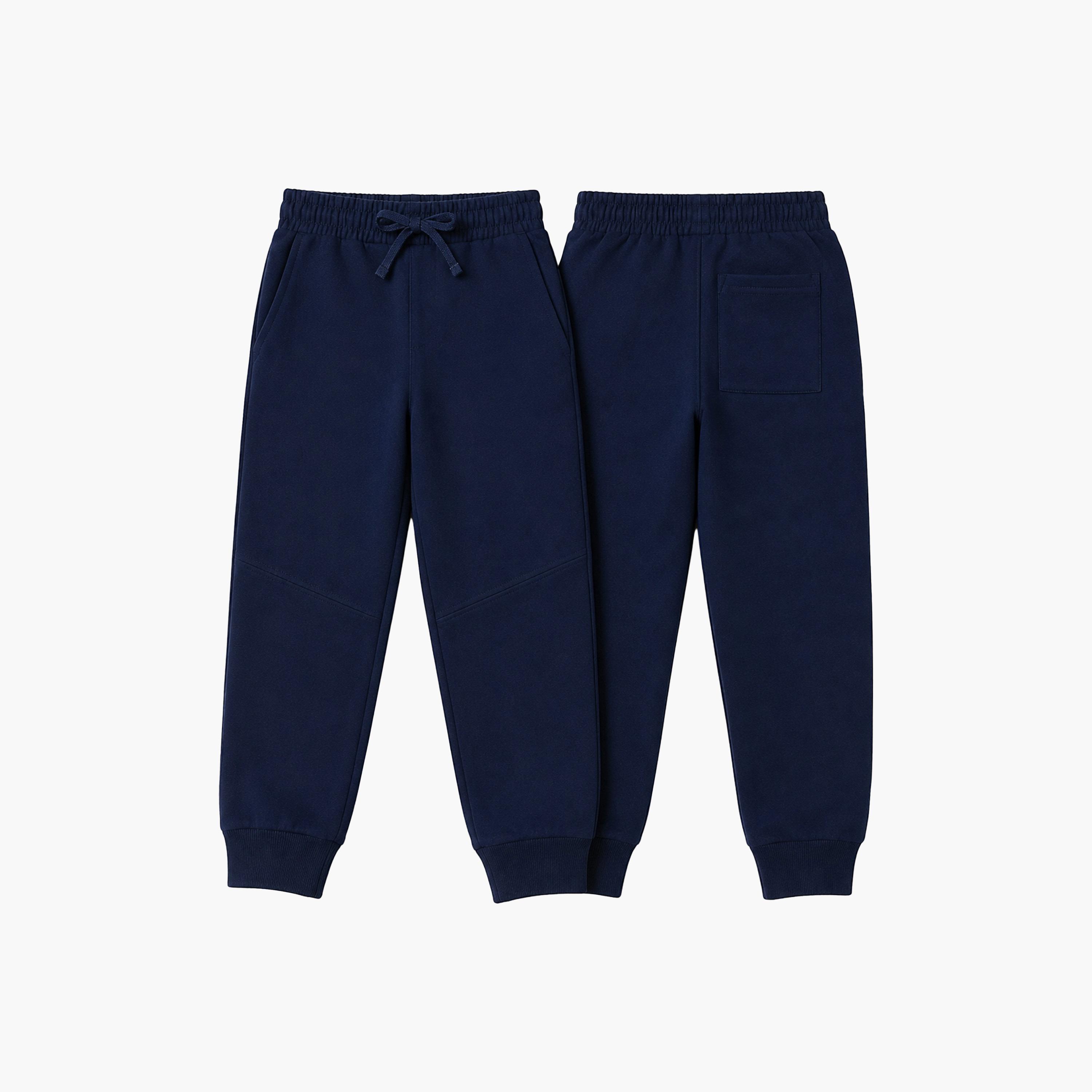 طقم جوجرز قطعة واحدة بخصر مطاطي وحبل ربط سادة من فيكتور وجين-boys-clothing-bottoms-joggersandtrackpants-image-6