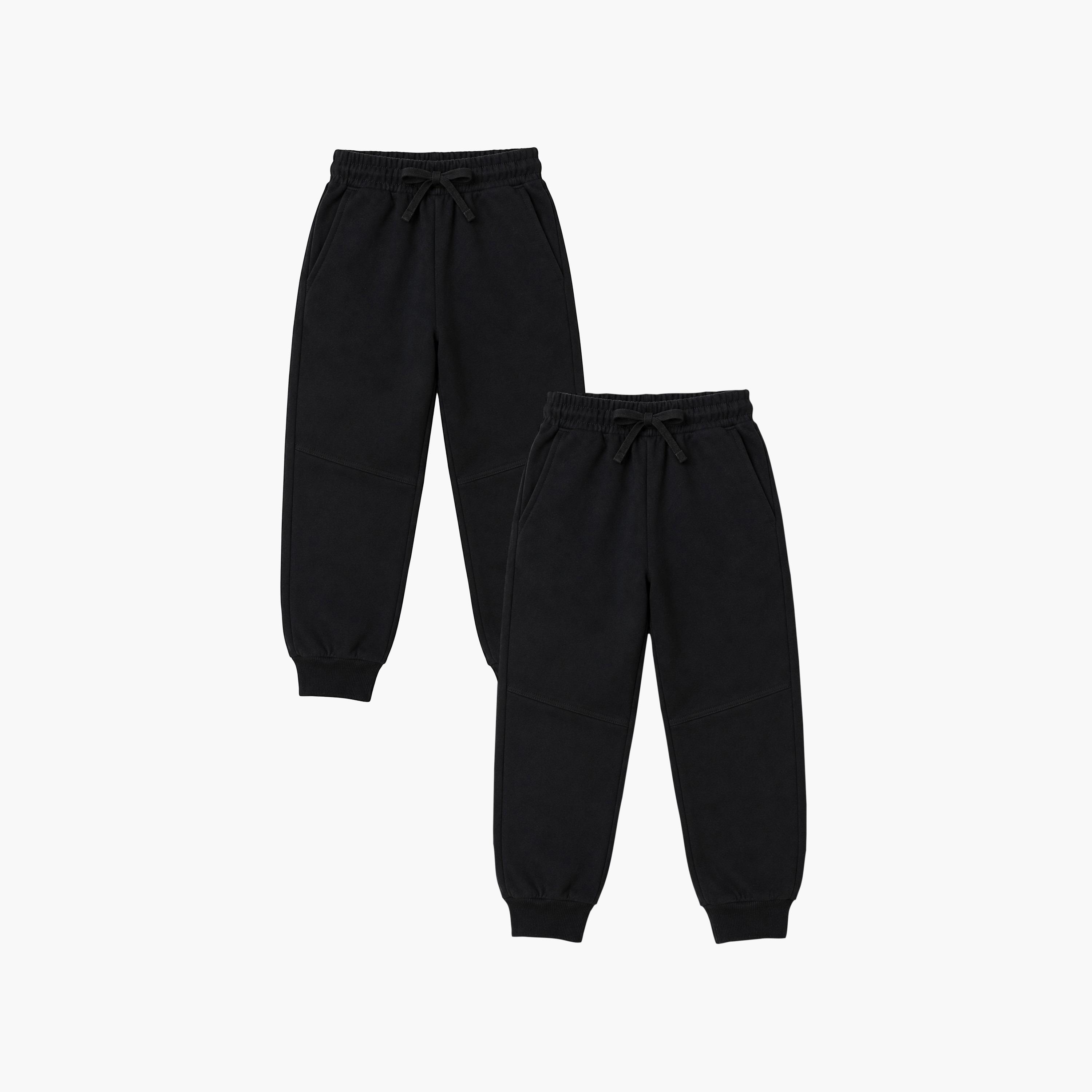 طقم جوجرز قطعة واحدة بخصر مطاطي وحبل ربط سادة من فيكتور وجين-boys-clothing-bottoms-joggersandtrackpants-image-1