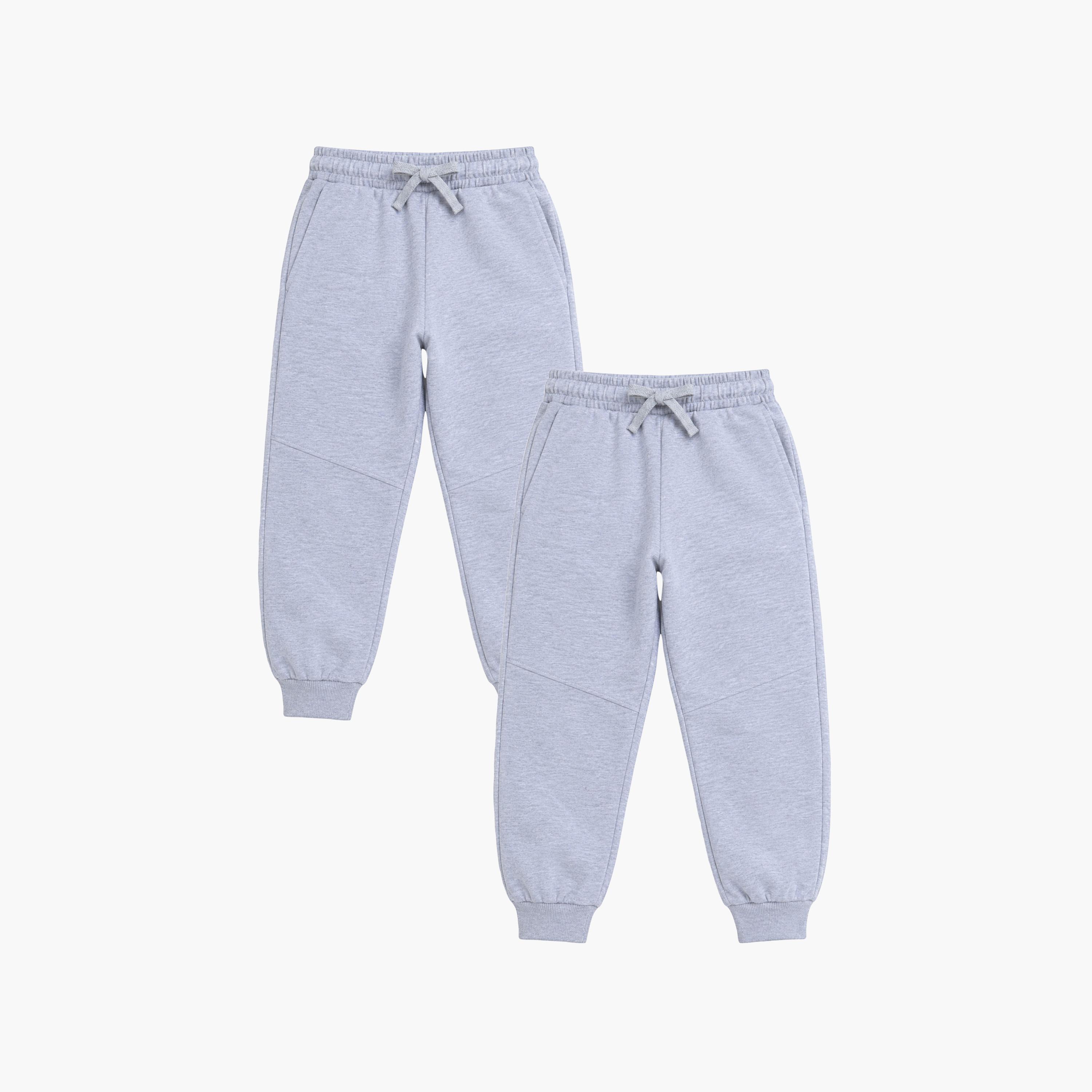 طقم جوجرز قطعة واحدة بخصر مطاطي وحبل ربط سادة من فيكتور وجين-boys-clothing-bottoms-joggersandtrackpants-image-1