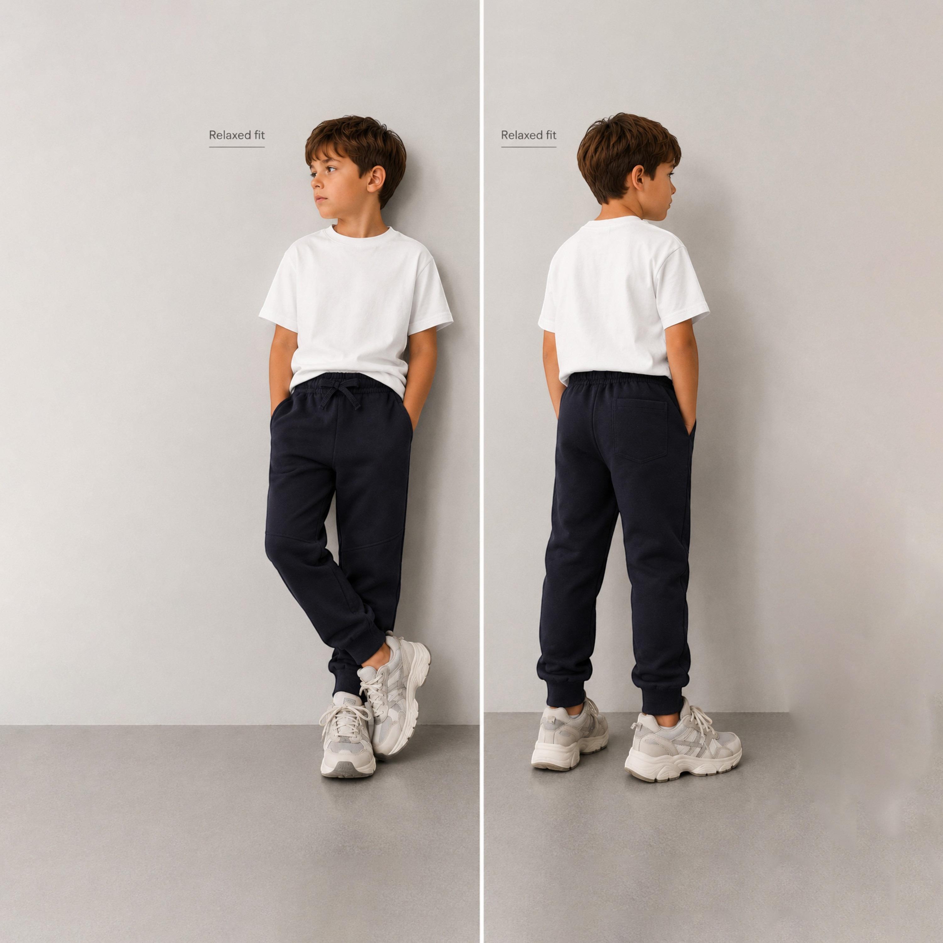 طقم جوجرز قطعة واحدة بخصر مطاطي وحبل ربط سادة من فيكتور وجين-boys-clothing-bottoms-joggersandtrackpants-image-3