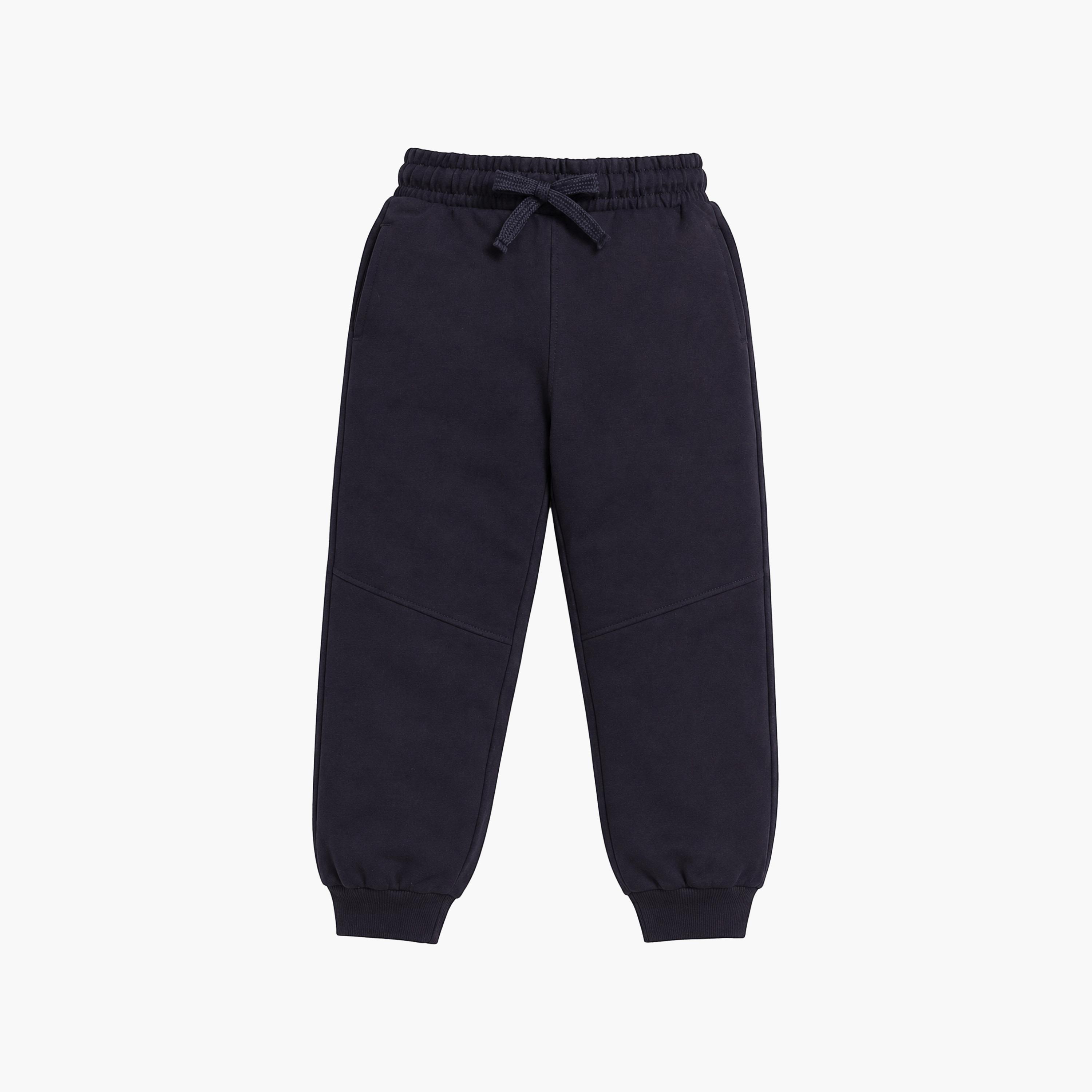 طقم جوجرز قطعة واحدة بخصر مطاطي وحبل ربط سادة من فيكتور وجين-boys-clothing-bottoms-joggersandtrackpants-image-4