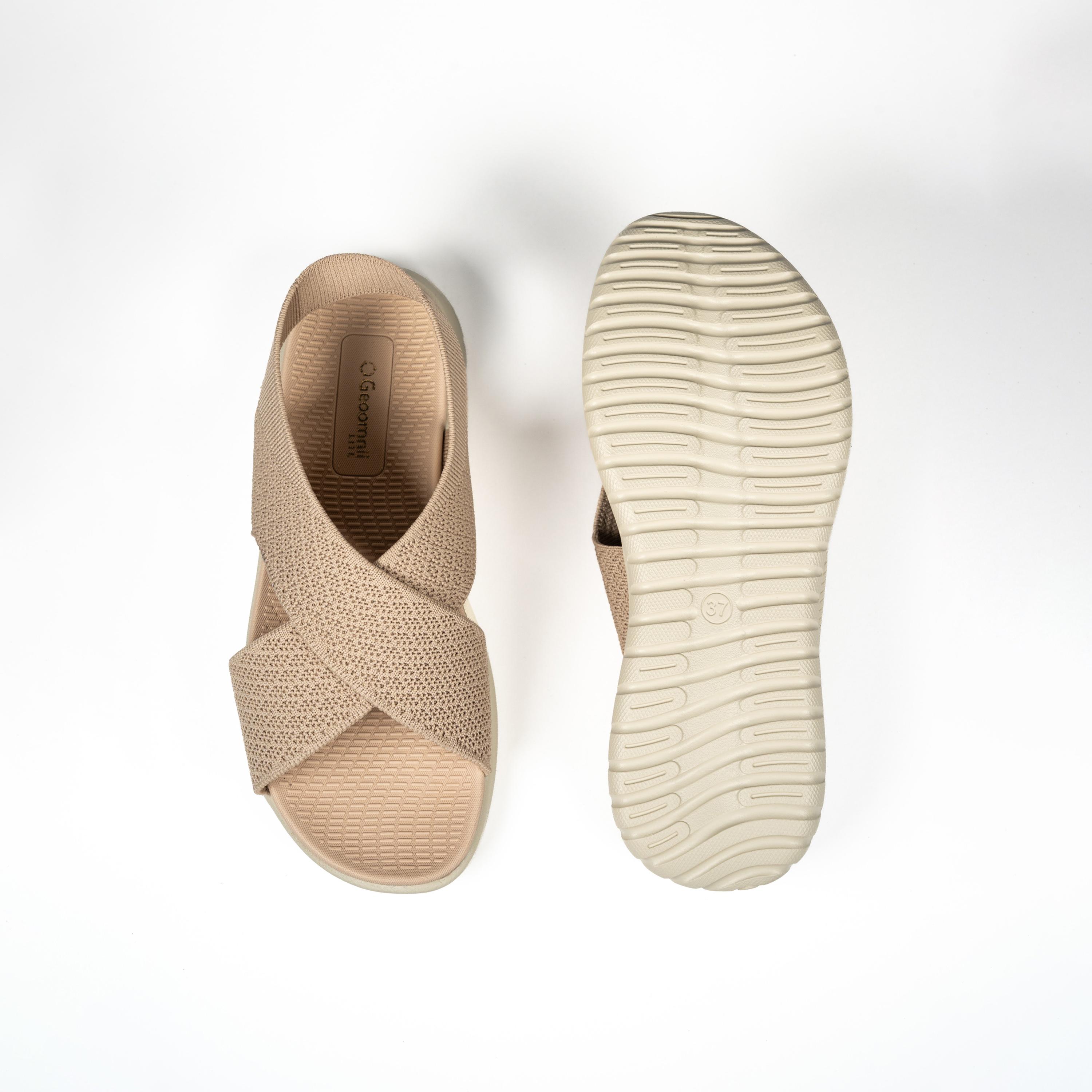 جيومني - صندل غيم سهل الارتداء بحزام مسطح للنساء | KK253-1-BEIGE-women-shoes-sandals-flats-image-3