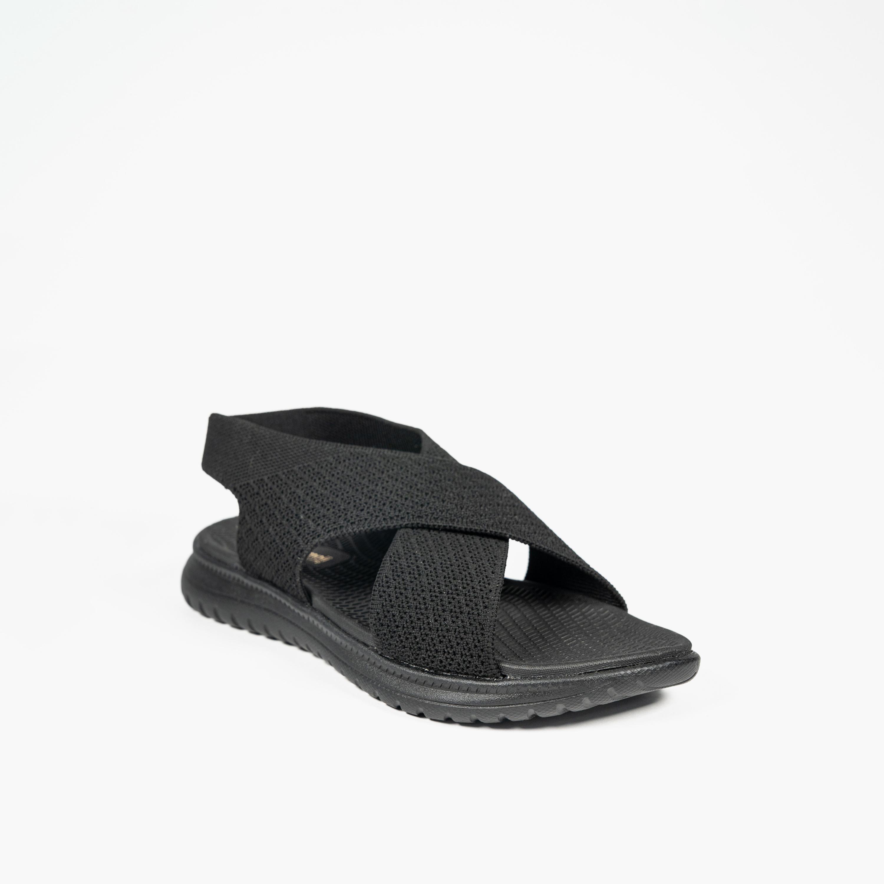 جيومني - صندل آير سهل الارتداء بحزام مسطح للنساء | KK253-1-BLACK-women-shoes-sandals-flats-image-1