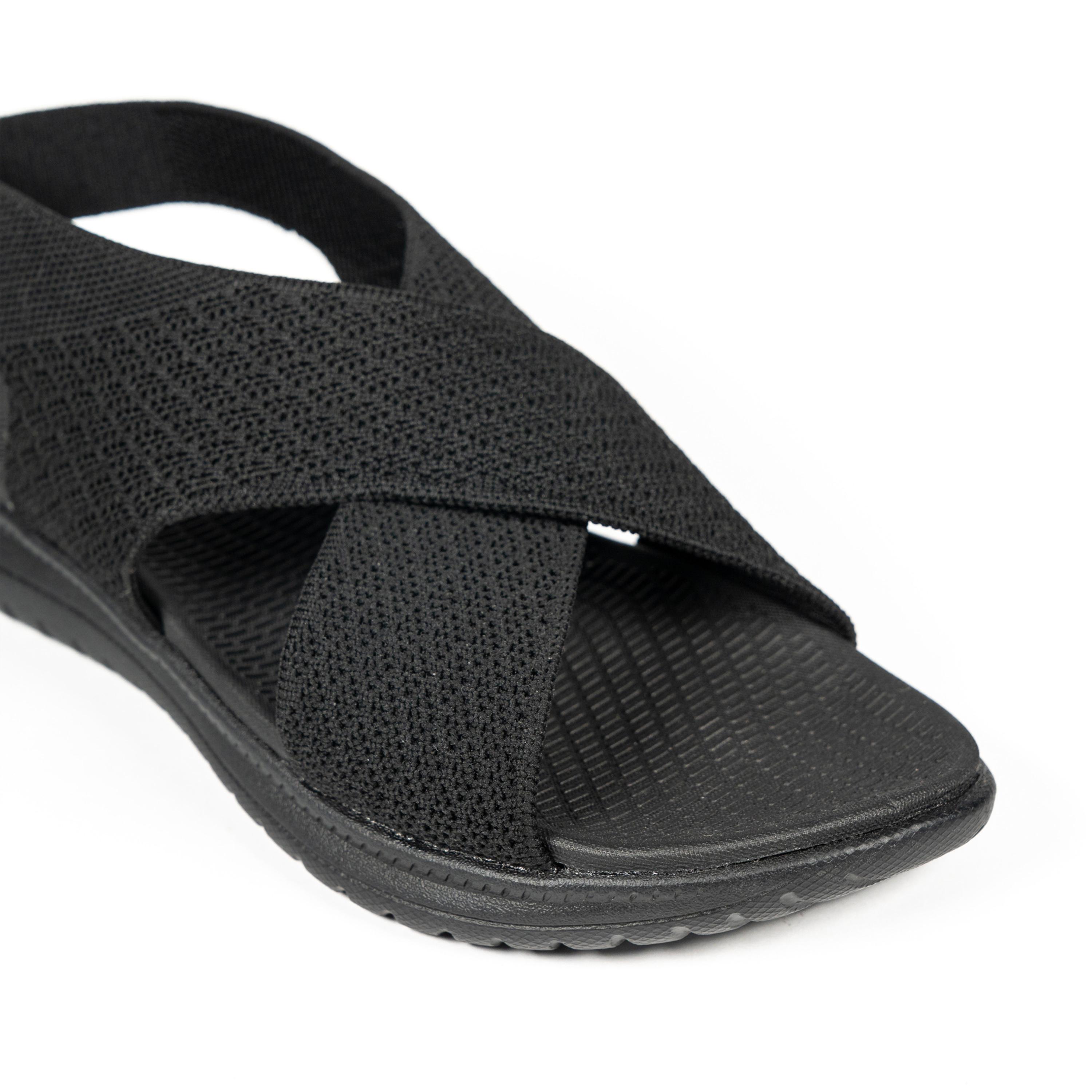 جيومني - صندل آير سهل الارتداء بحزام مسطح للنساء | KK253-1-BLACK-women-shoes-sandals-flats-image-2