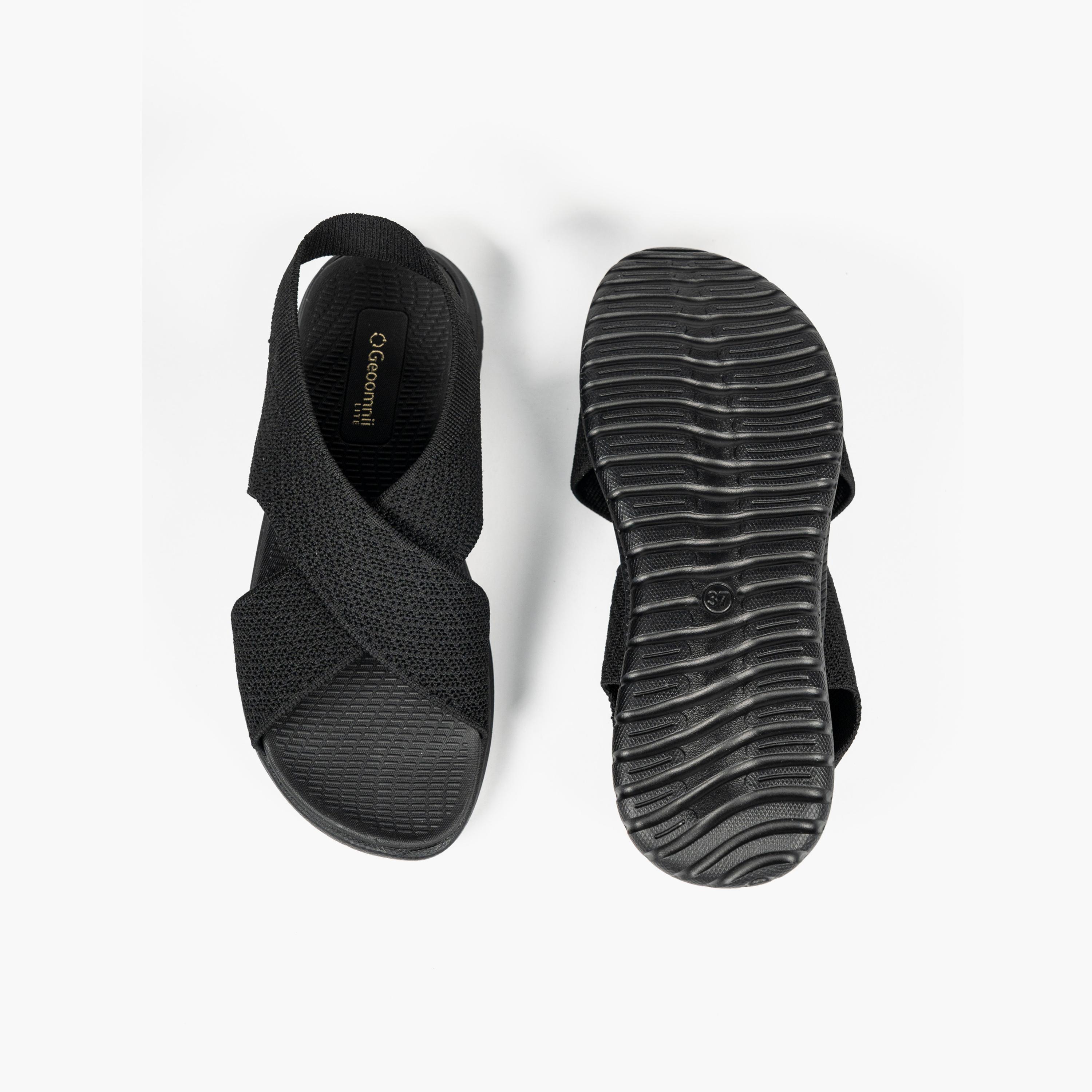 جيومني - صندل آير سهل الارتداء بحزام مسطح للنساء | KK253-1-BLACK-women-shoes-sandals-flats-image-3