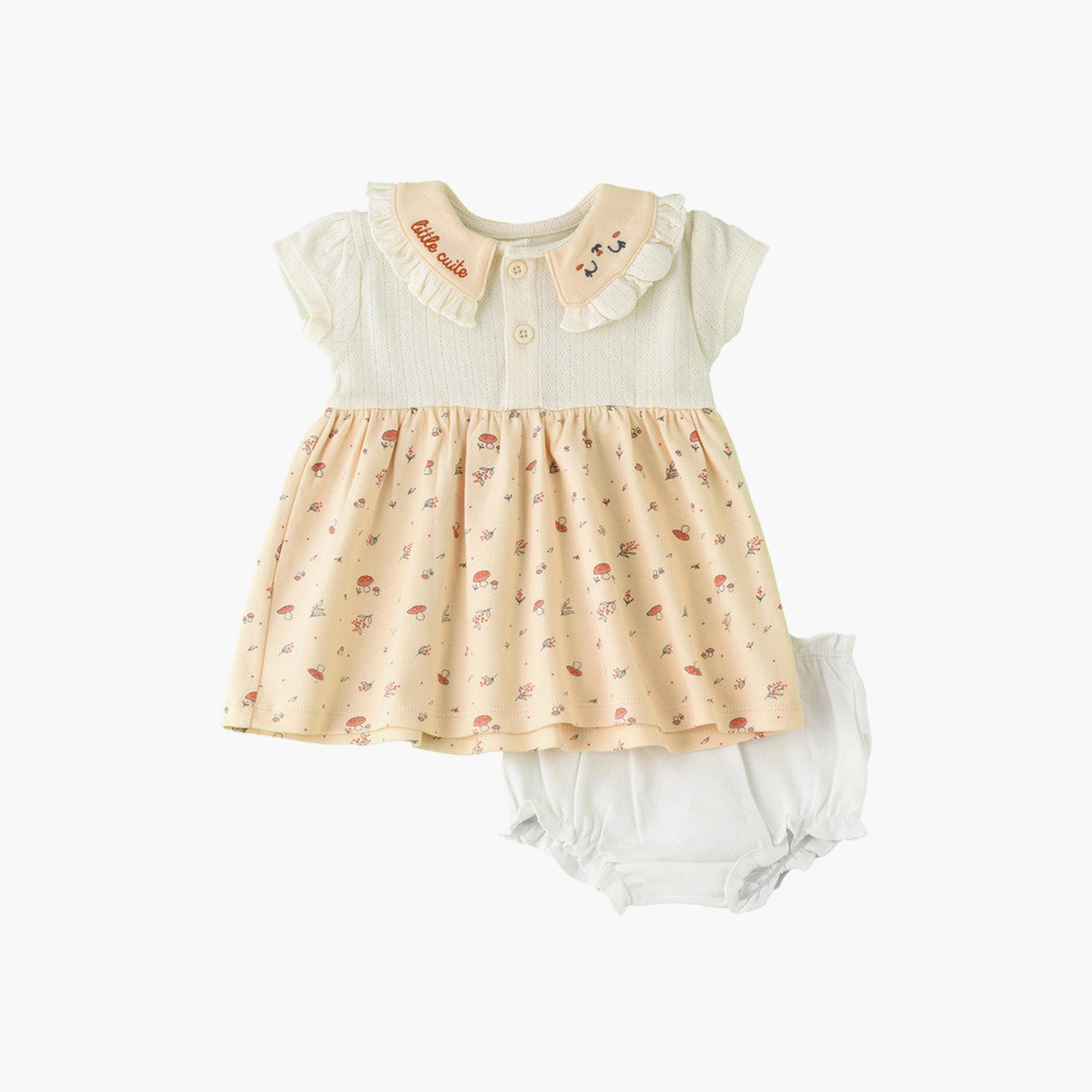 UniqKidz 2-Piece Cotton Printed Dress & Diaper Cover Set-baby-girls-clothing-setsandcoords-image-1