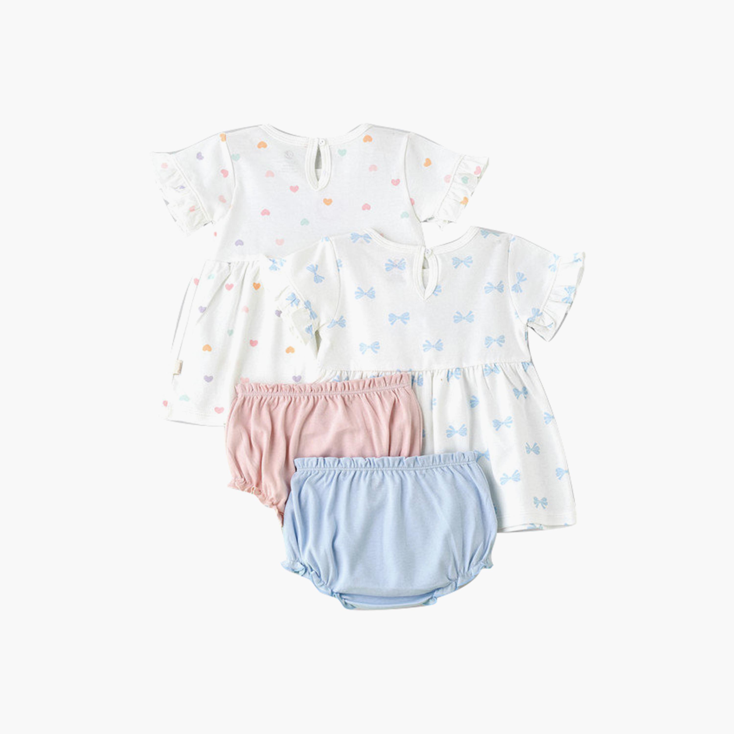 UniqKidz 4-Piece Cotton Printed Dress & Diaper Cover Set-baby-girls-clothing-setsandcoords-image-2