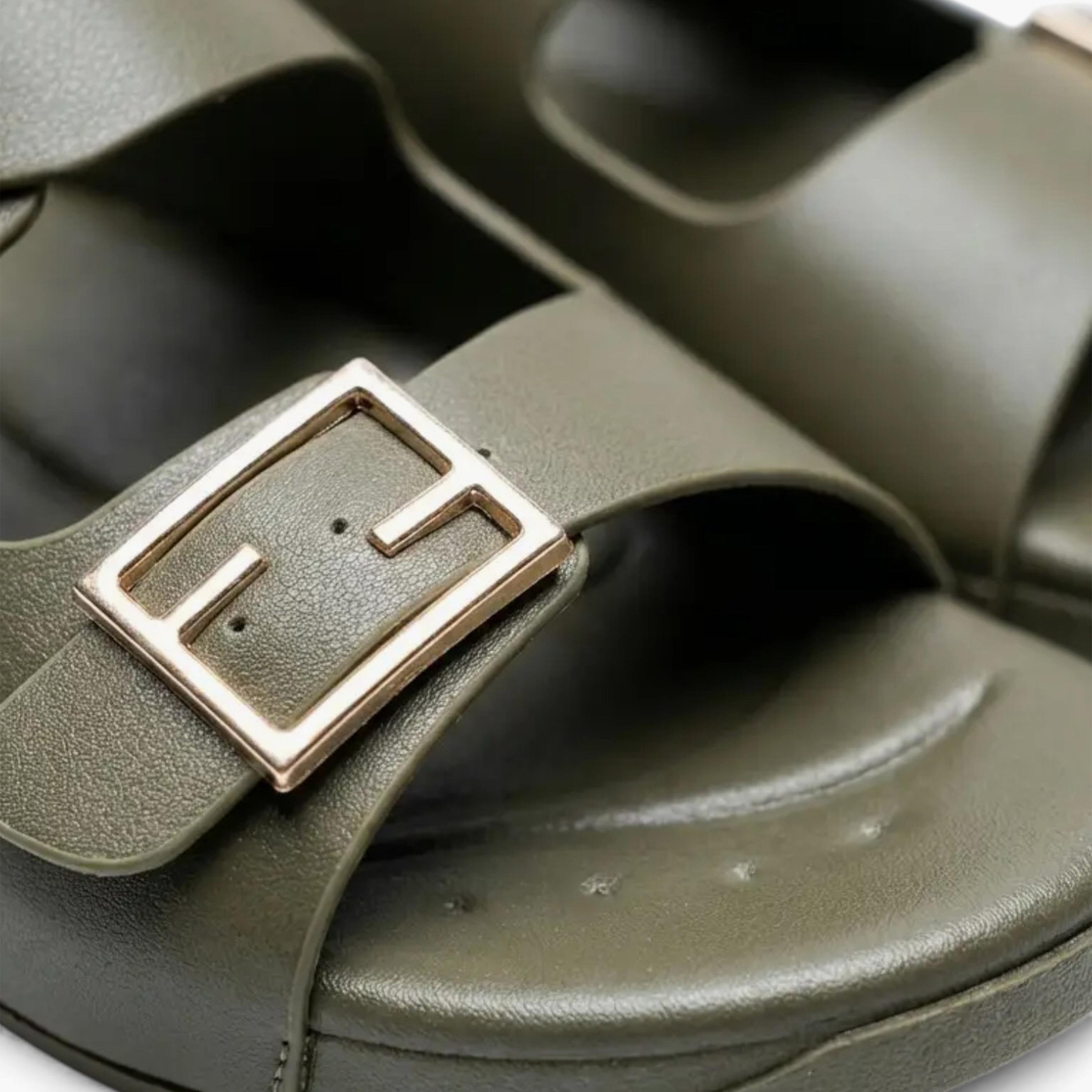جيومني - صندل كاش سهل الارتداء مسطح للنساء | KN2542-3-GREEN-women-shoes-sandals-flats-image-2