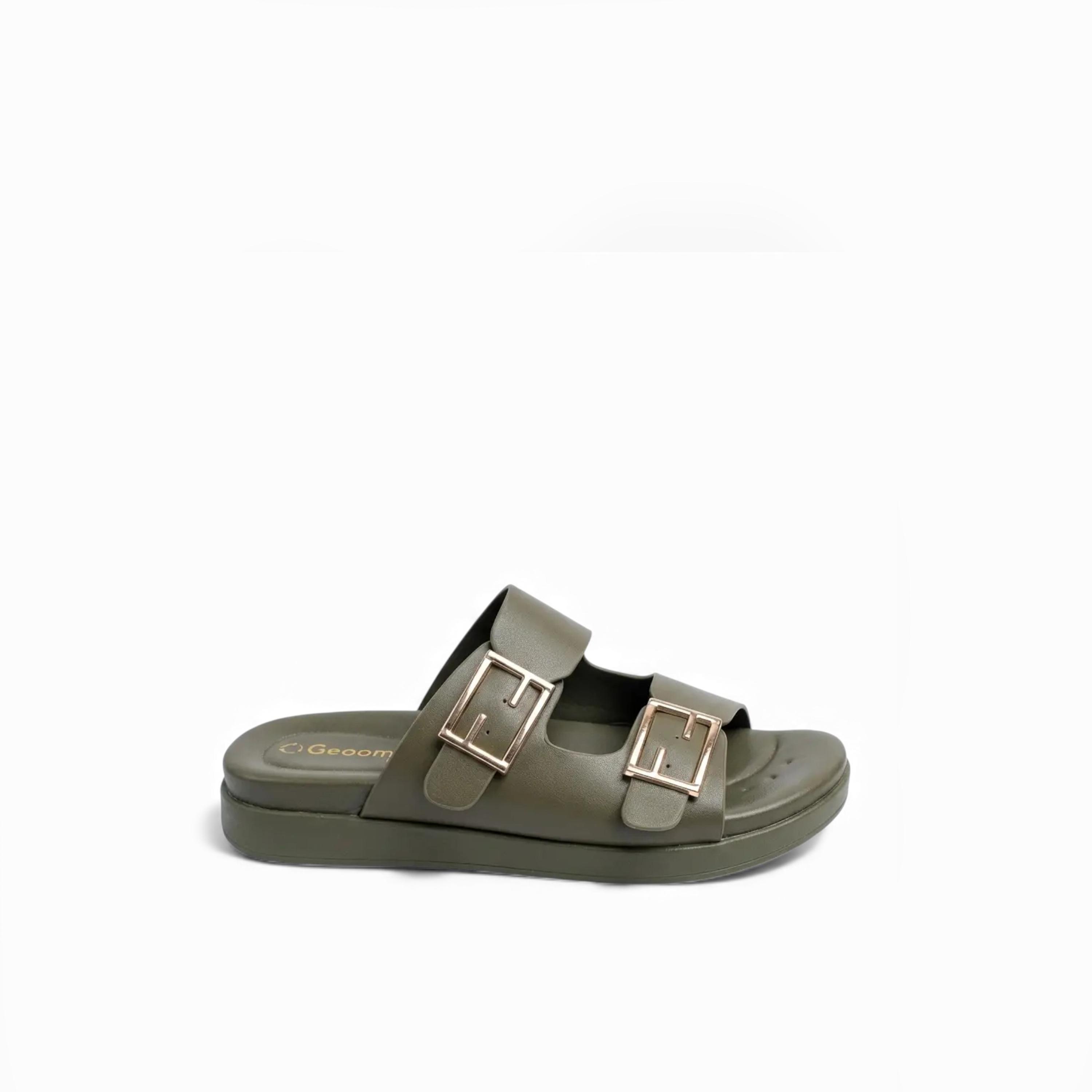 جيومني - صندل كاش سهل الارتداء مسطح للنساء | KN2542-3-GREEN-women-shoes-sandals-flats-image-4