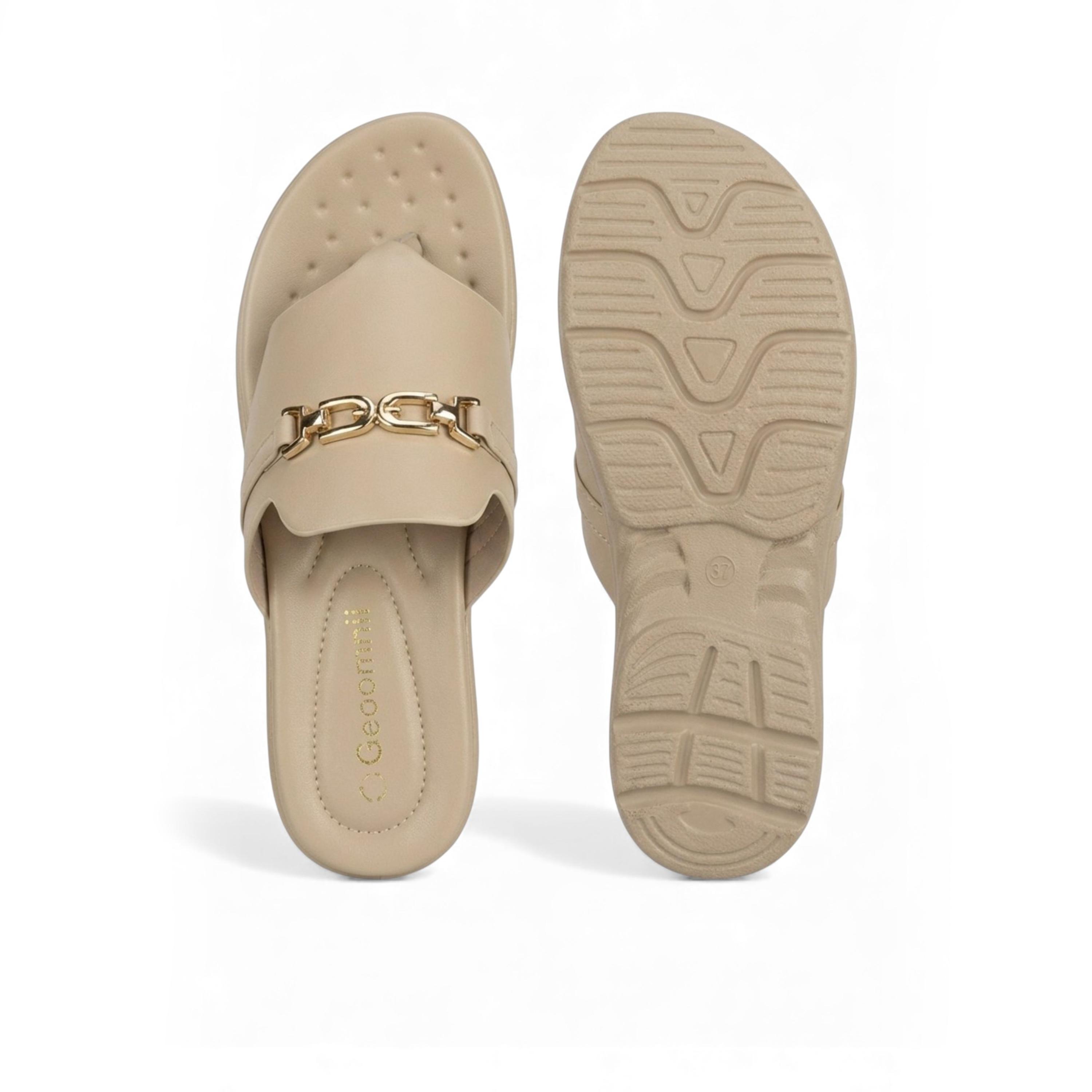 جيومني - صندل زيلو سهل الارتداء مسطح للنساء | KN2543-10-BEIGE-women-shoes-sandals-flats-image-3