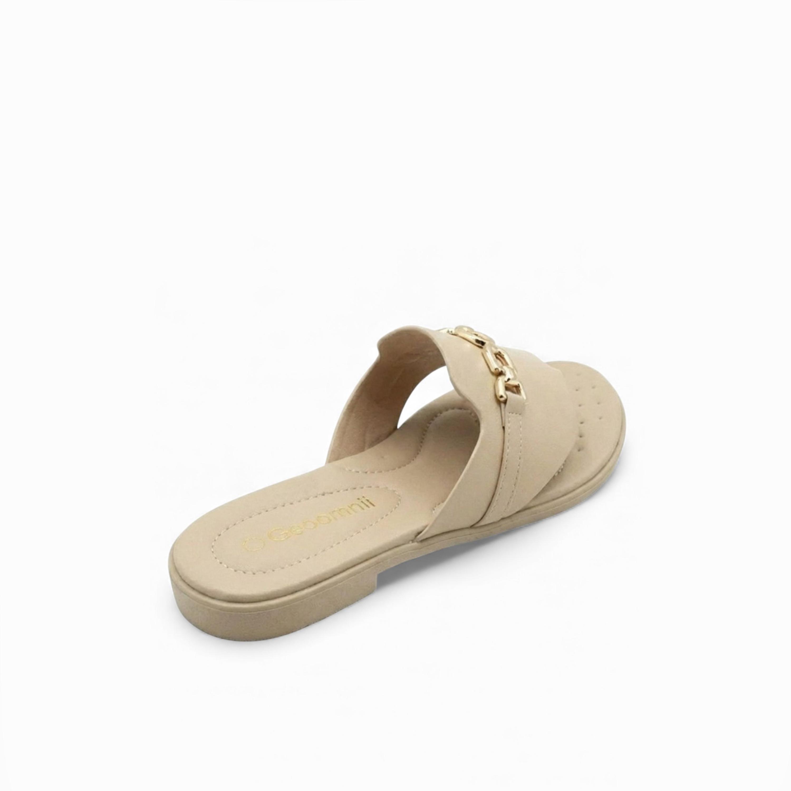 جيومني - صندل زيلو سهل الارتداء مسطح للنساء | KN2543-10-BEIGE-women-shoes-sandals-flats-image-5