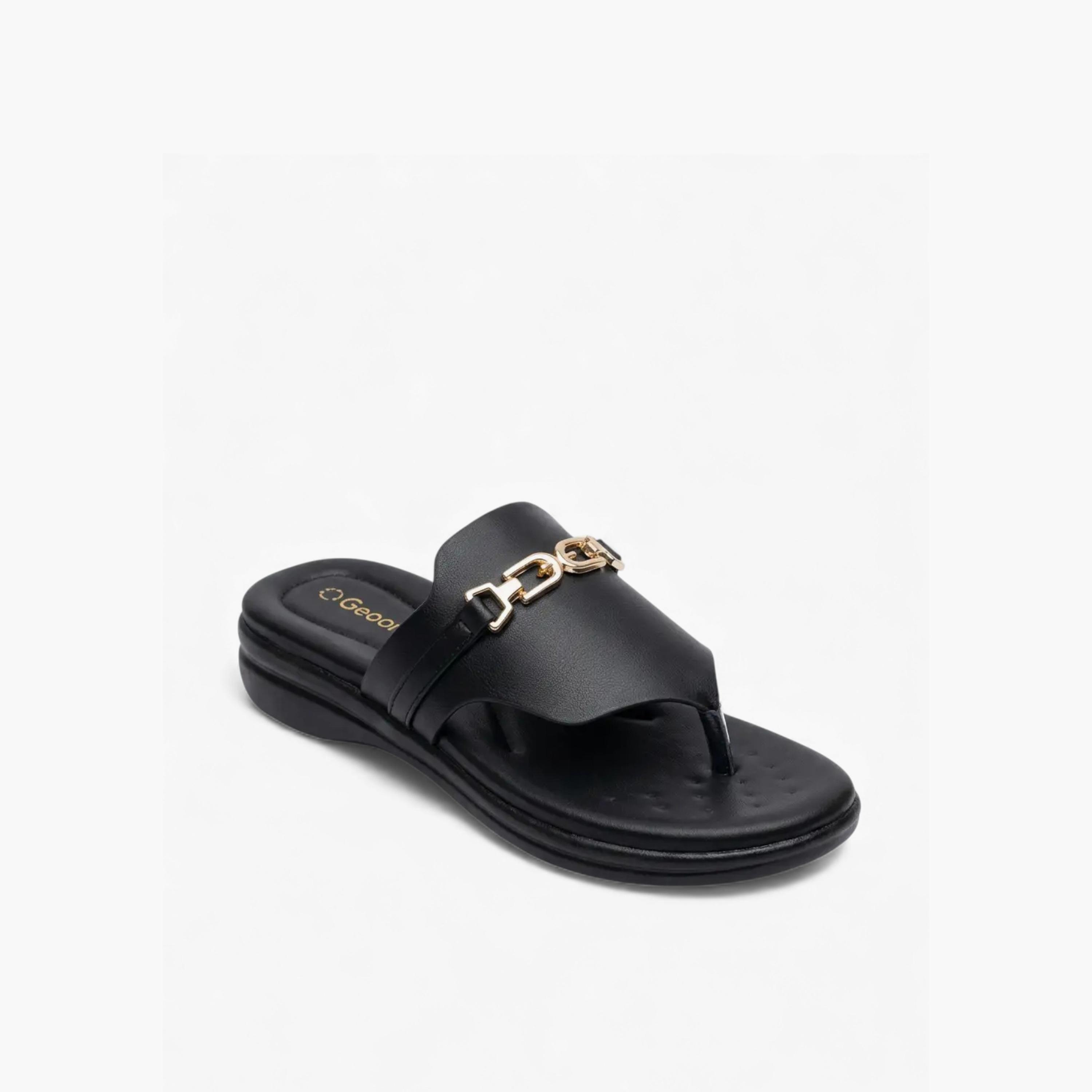 جيومني - صندل وايف سهل الارتداء مسطح للنساء | KN2543-10-BLACK-women-shoes-sandals-flats-image-1