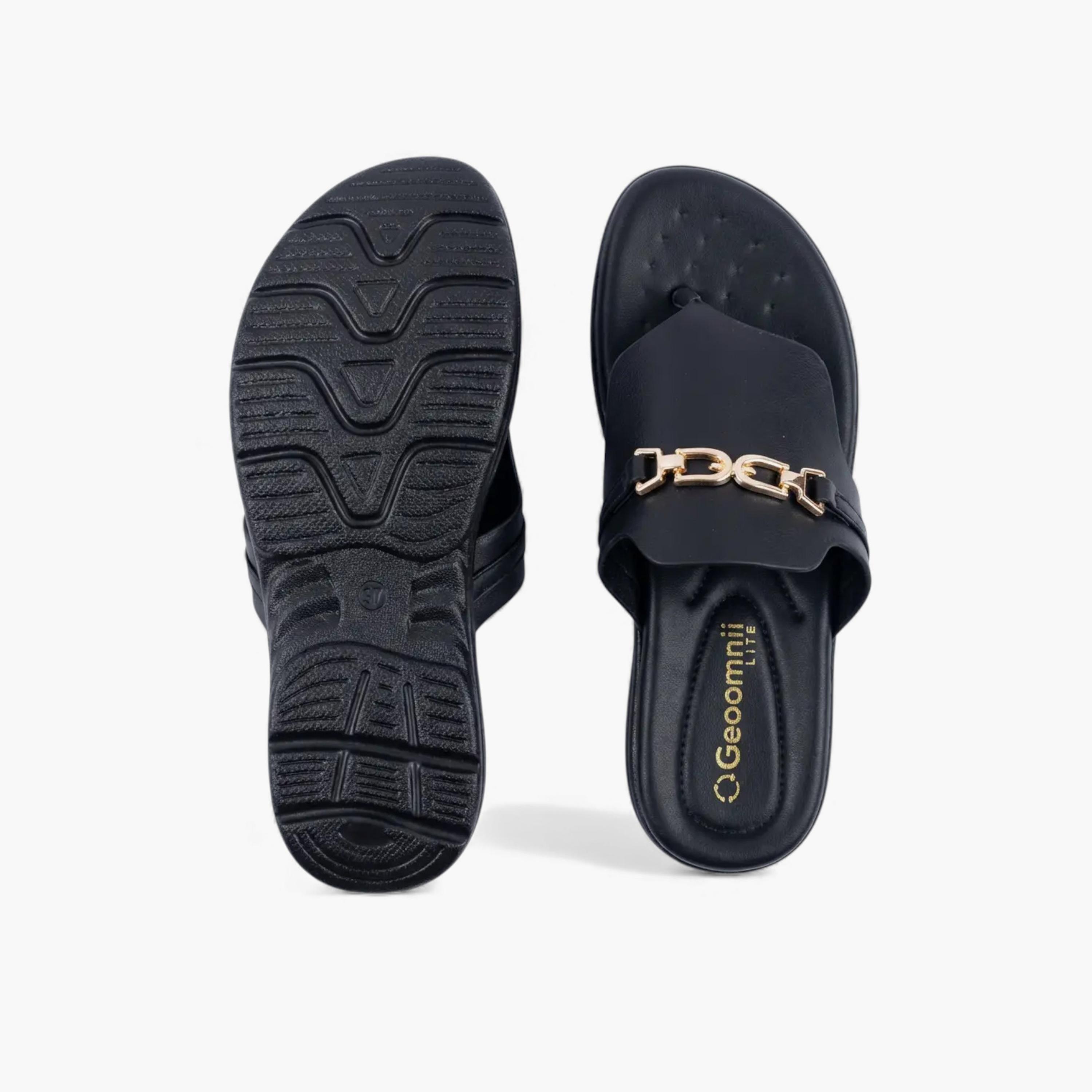جيومني - صندل وايف سهل الارتداء مسطح للنساء | KN2543-10-BLACK-women-shoes-sandals-flats-image-2