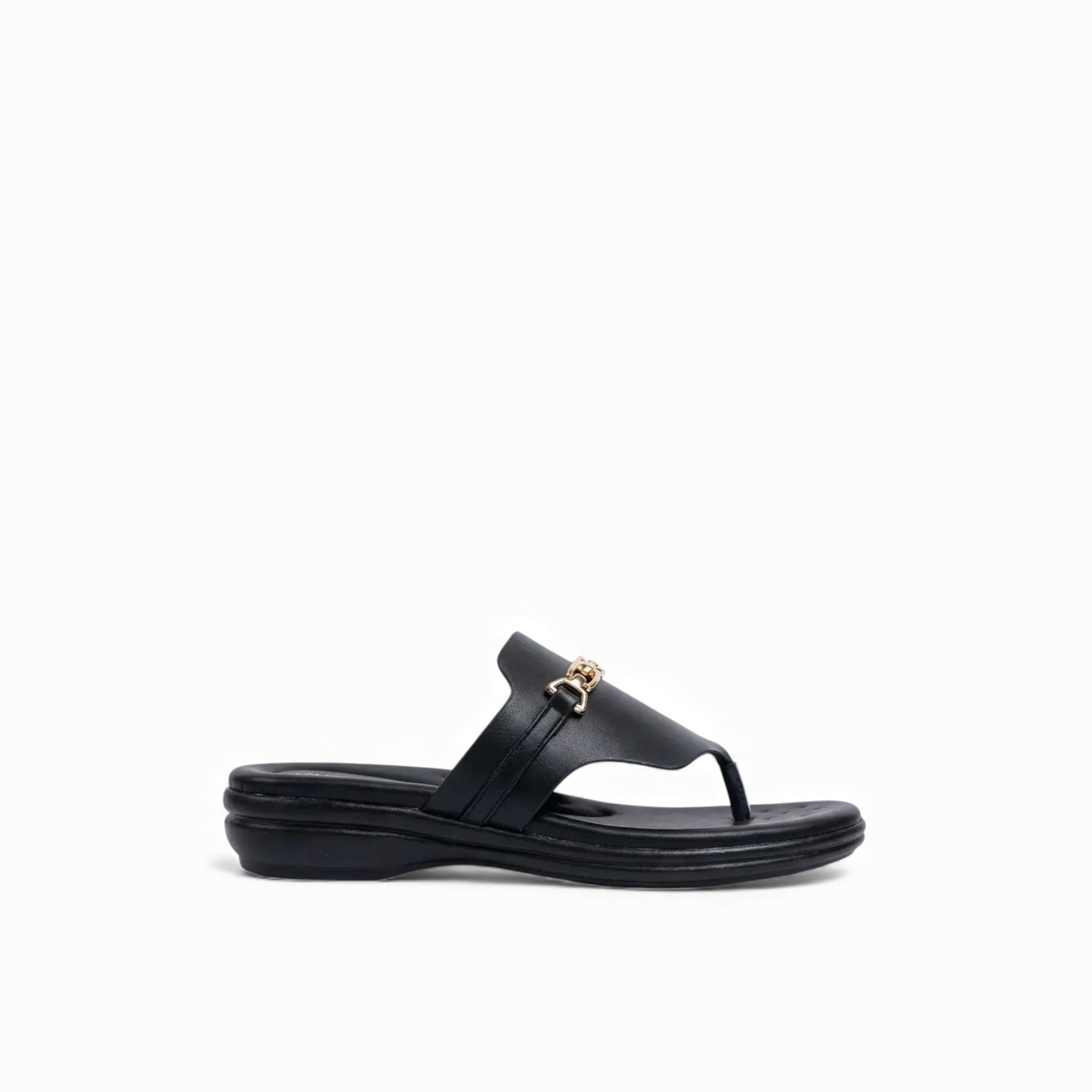جيومني - صندل وايف سهل الارتداء مسطح للنساء | KN2543-10-BLACK-women-shoes-sandals-flats-image-3
