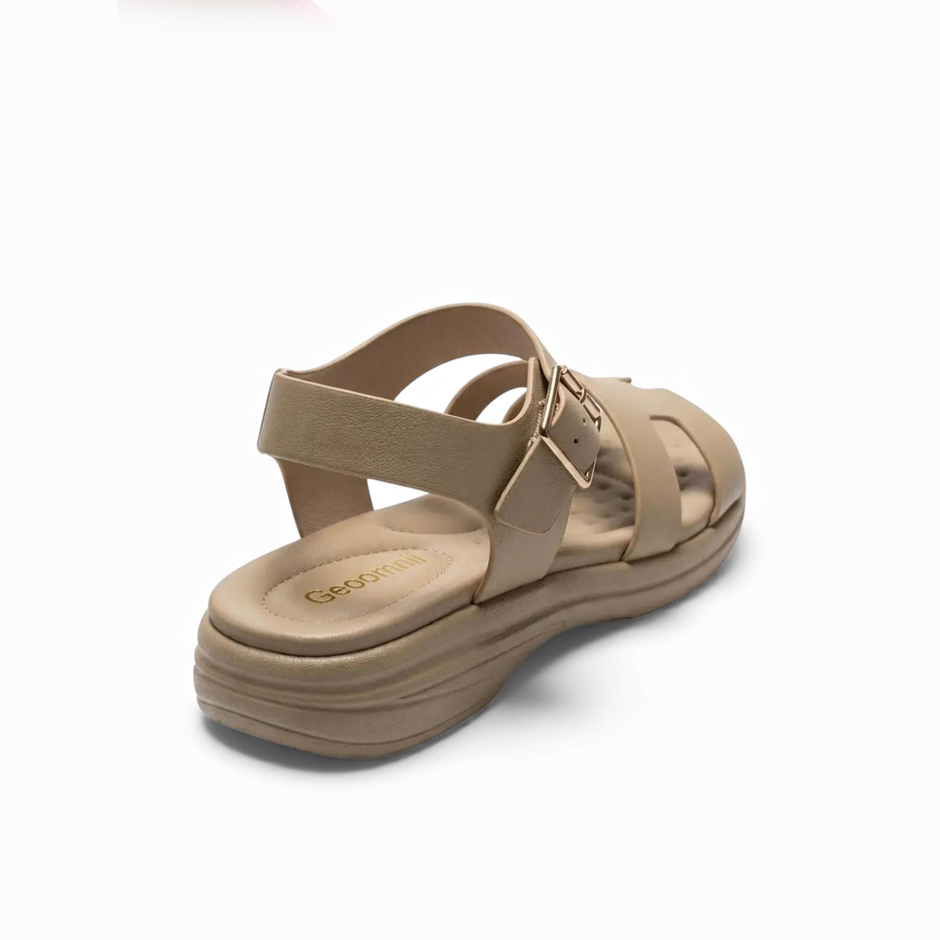 جيومني - صندل آش مسطح بحزام وإبزيم للنساء | KN2543-5-BEIGE-women-shoes-sandals-flats-image-5