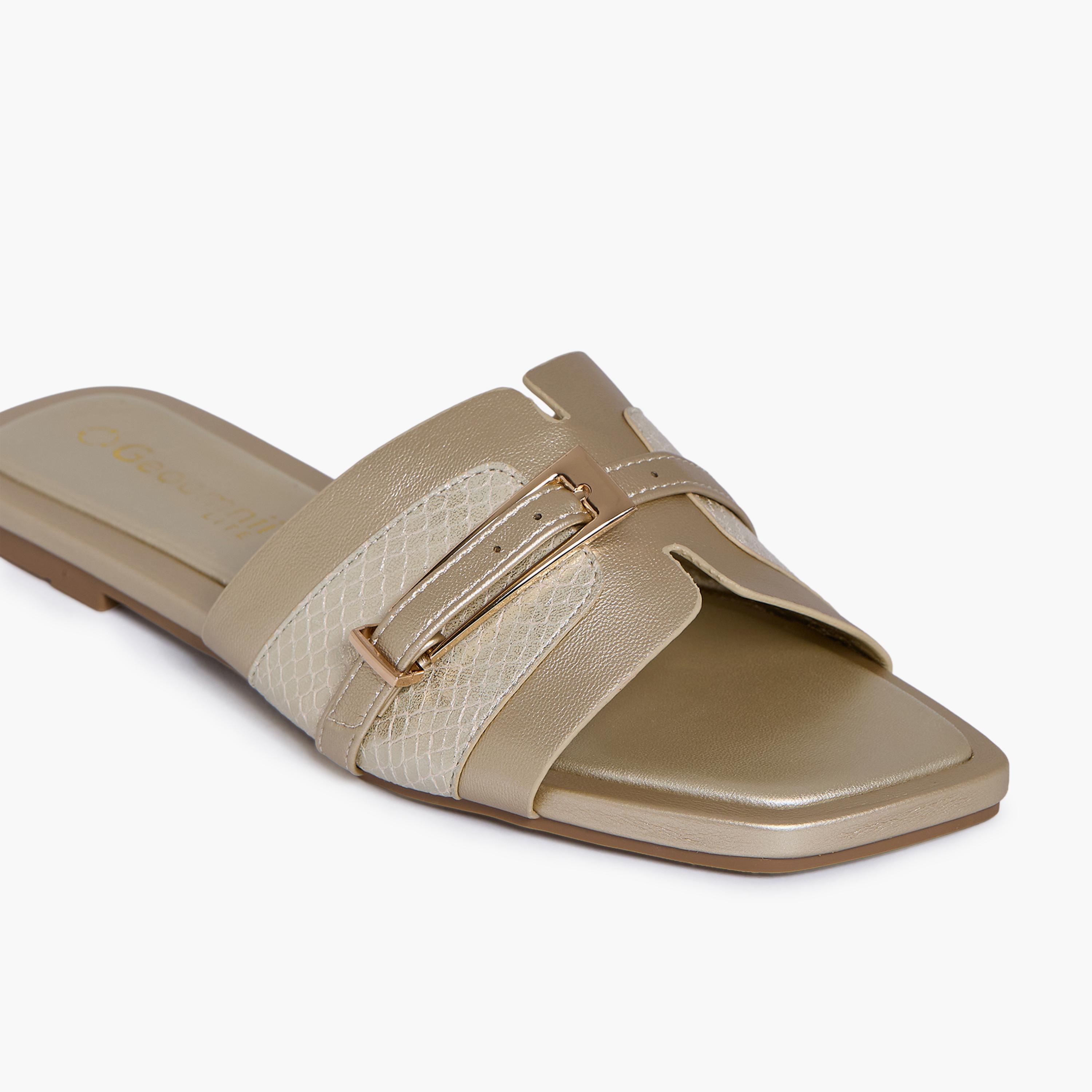 Geoomnii Women's Slip-On Leaieleah Flat Slide Sandals | KN2544-10-GOLD-women-shoes-sandals-flats-image-2