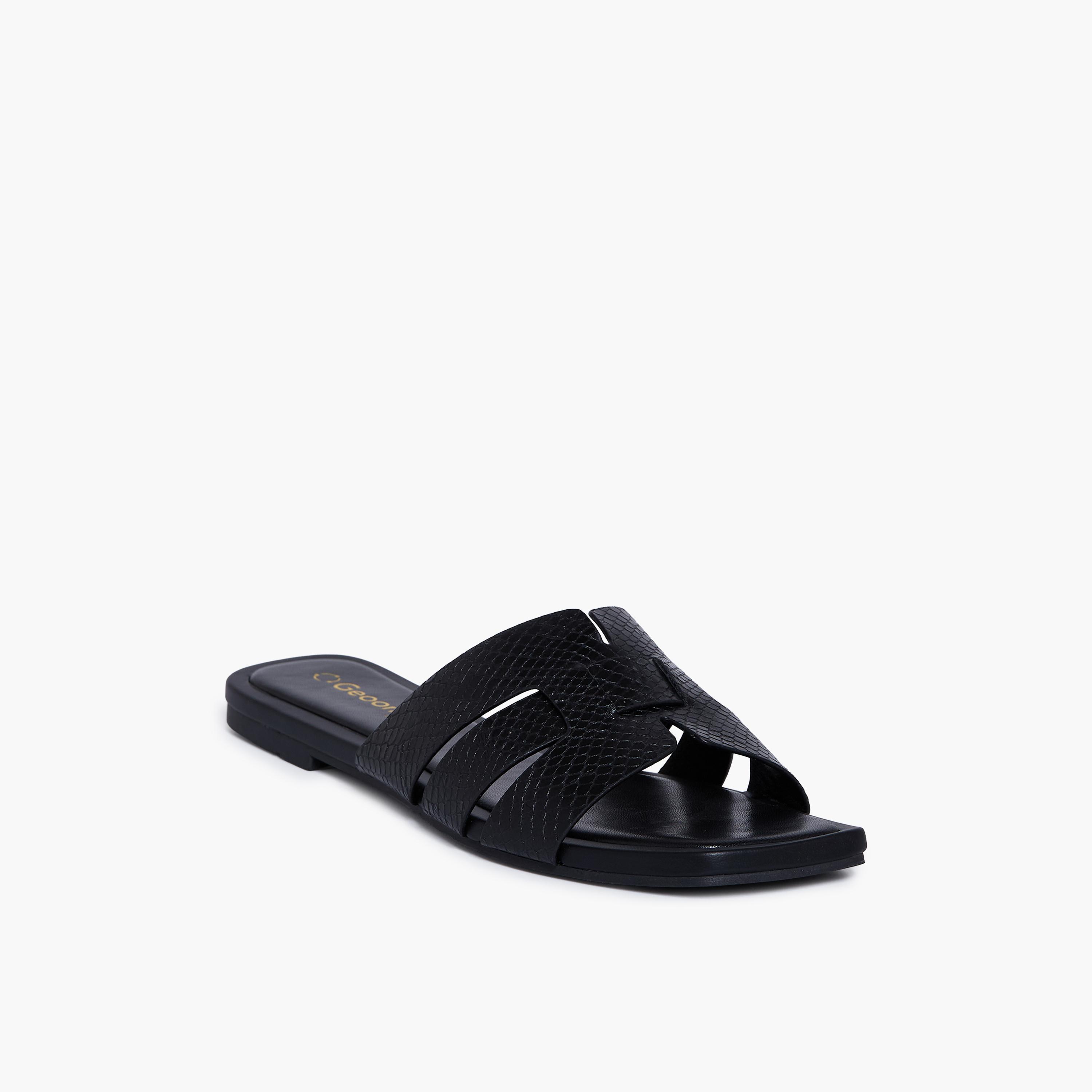 جيومني - صندل كيسيلي سهل الارتداء للنساء | KN2544-8-BLACK-women-shoes-sandals-flats-image-1