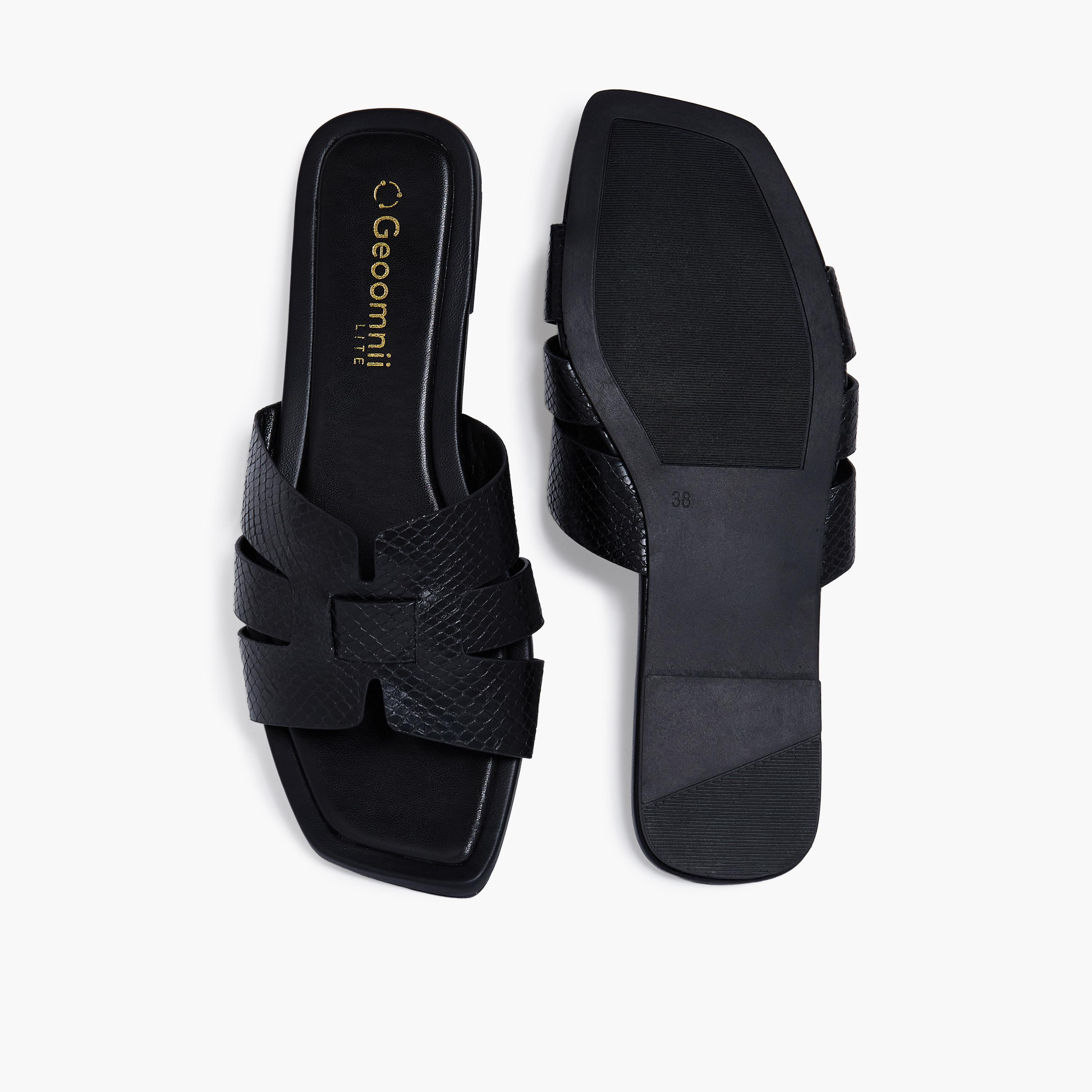 جيومني - صندل كيسيلي سهل الارتداء للنساء | KN2544-8-BLACK-women-shoes-sandals-flats-image-3