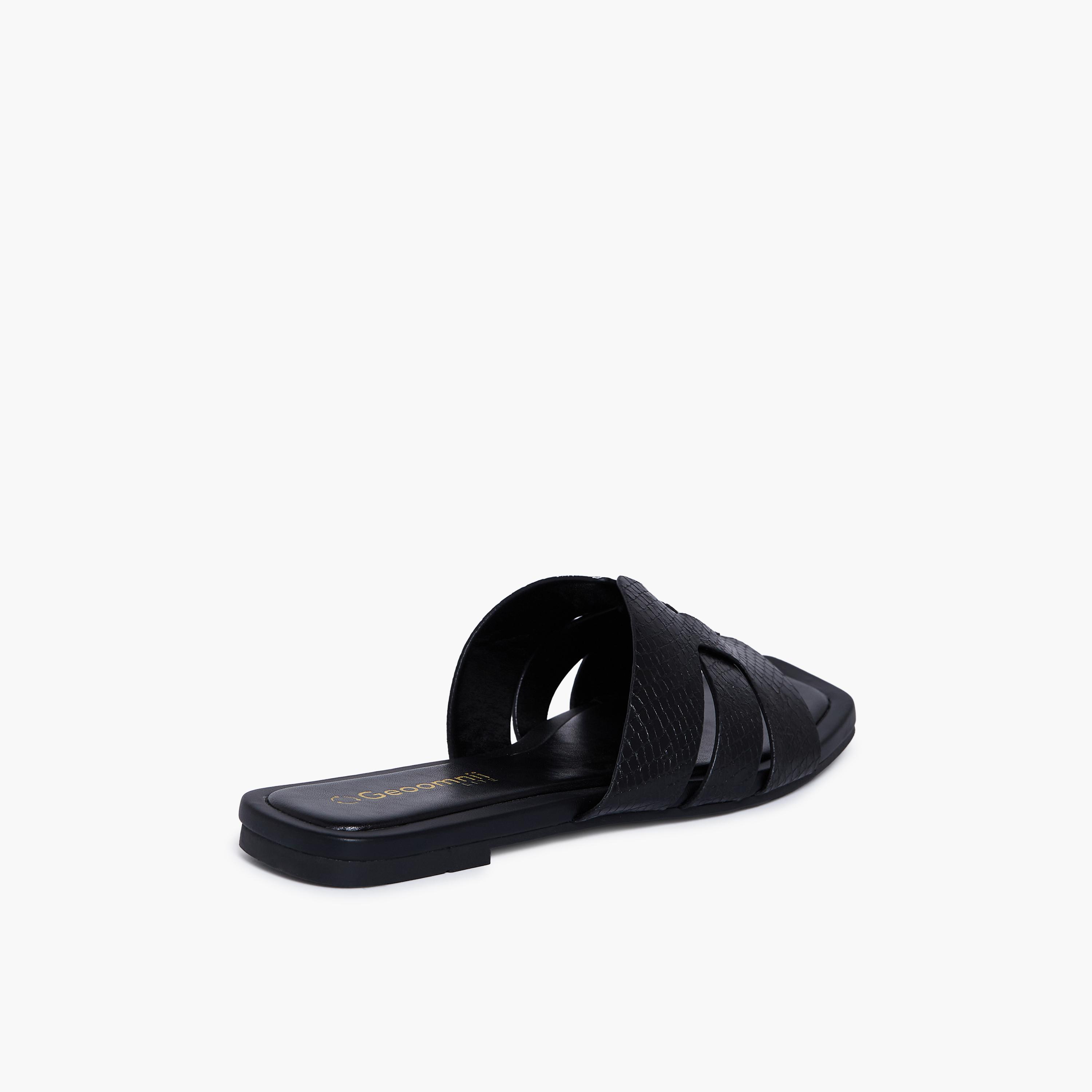 جيومني - صندل كيسيلي سهل الارتداء للنساء | KN2544-8-BLACK-women-shoes-sandals-flats-image-5