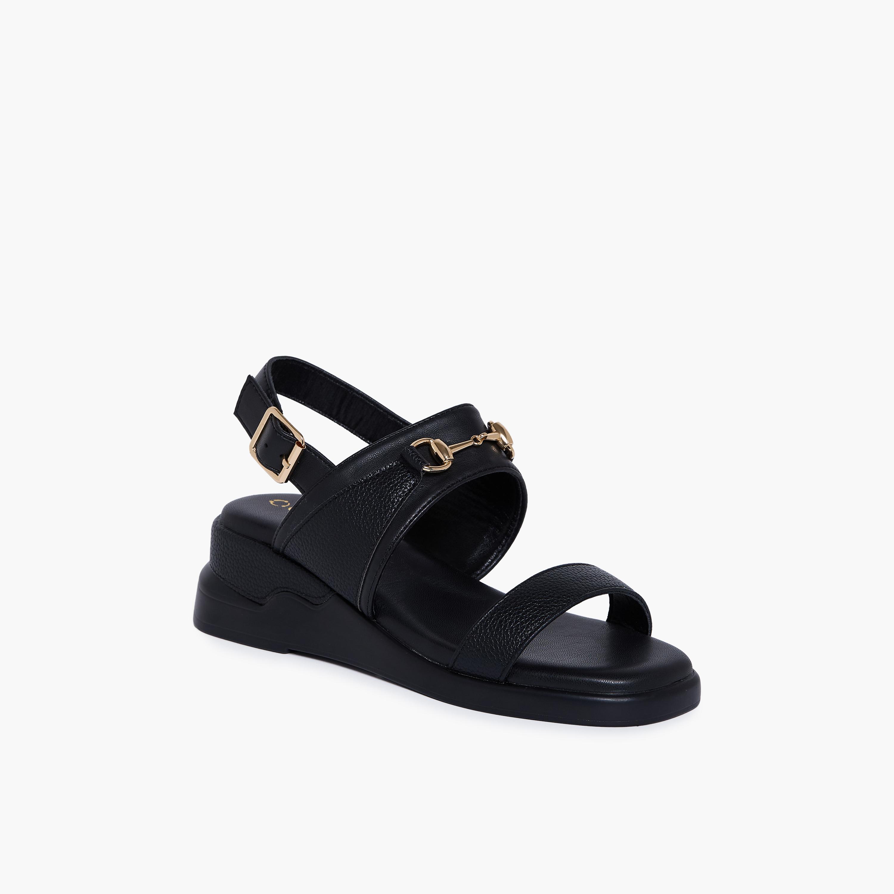 Geoomnii Women's Buckle Fare Wedge Strap Sandals | KN2610-4-BLACK-women-shoes-sandals-heeled-image-1