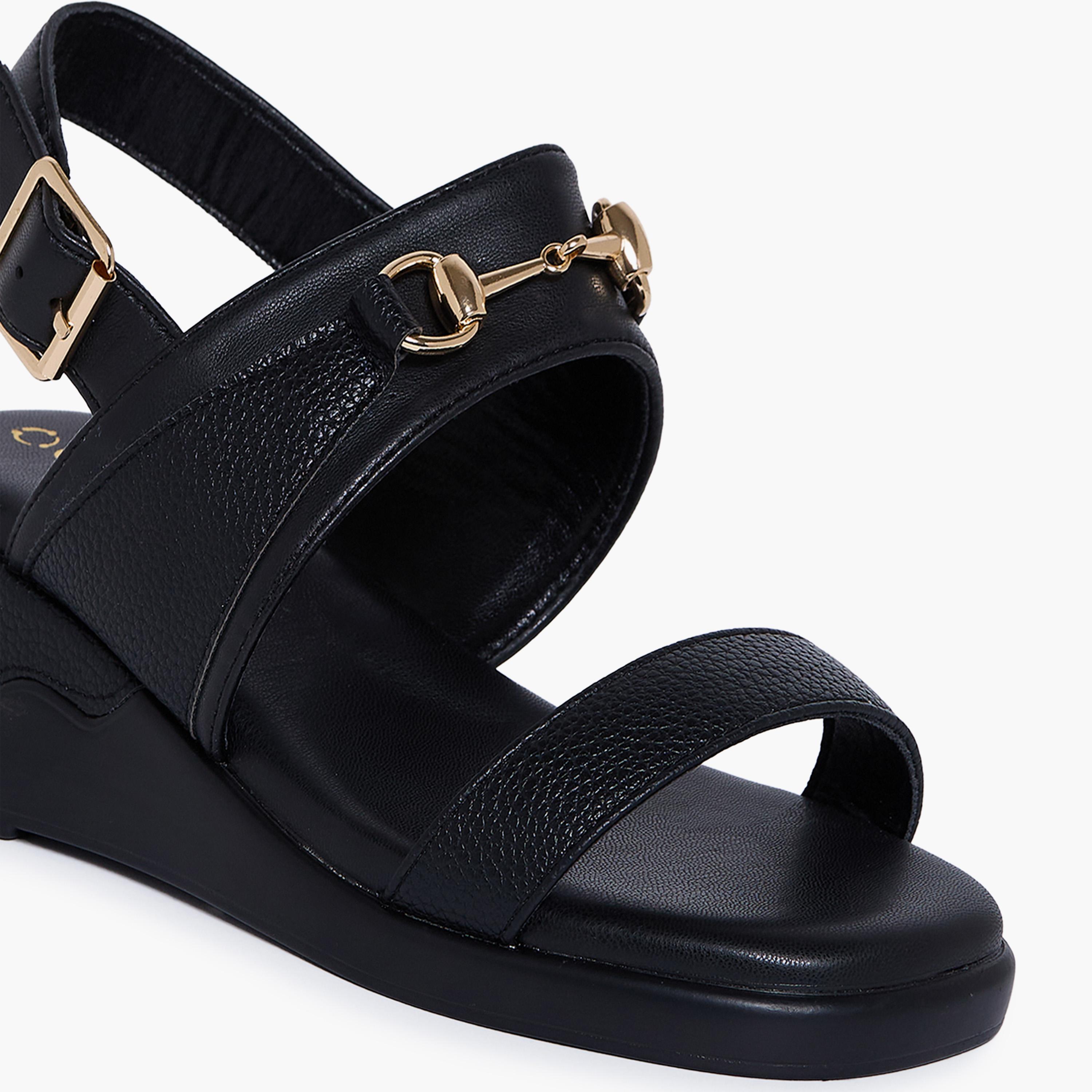 Geoomnii Women's Buckle Fare Wedge Strap Sandals | KN2610-4-BLACK-women-shoes-sandals-heeled-image-2
