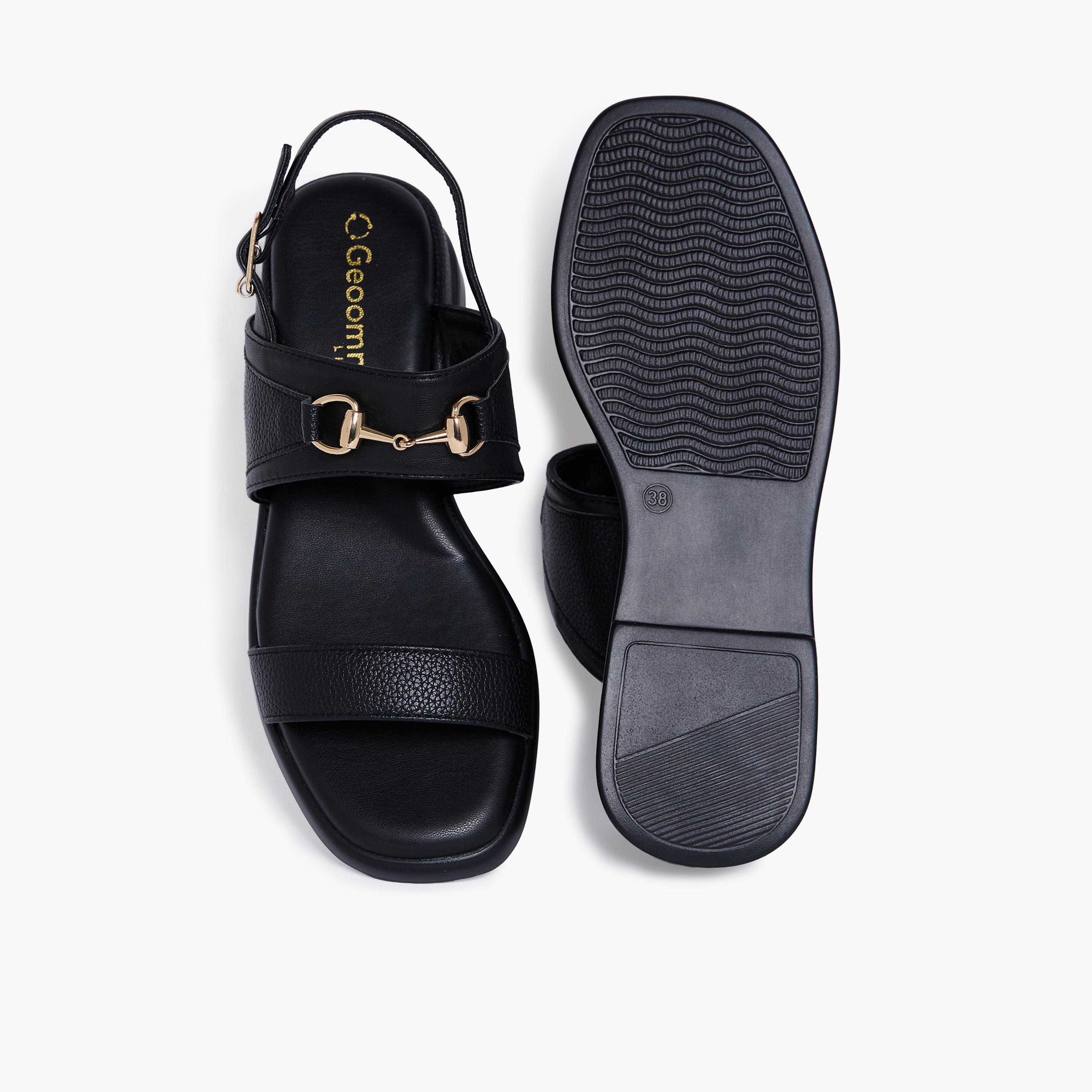 Geoomnii Women's Buckle Fare Wedge Strap Sandals | KN2610-4-BLACK-women-shoes-sandals-heeled-image-3