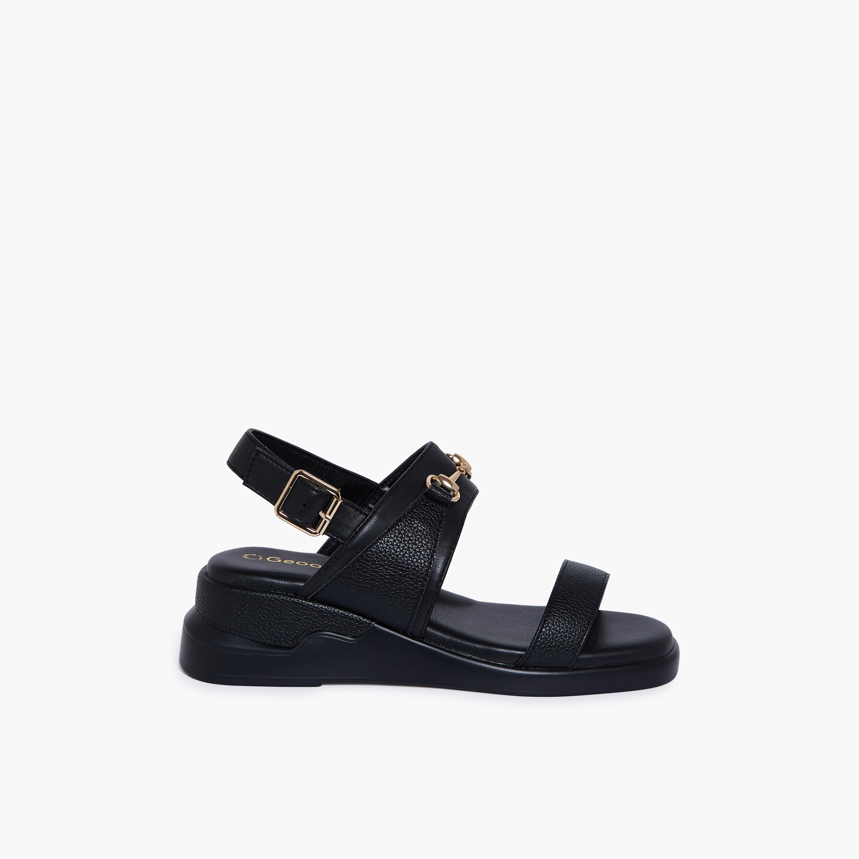 Geoomnii Women's Buckle Fare Wedge Strap Sandals | KN2610-4-BLACK-women-shoes-sandals-heeled-image-4