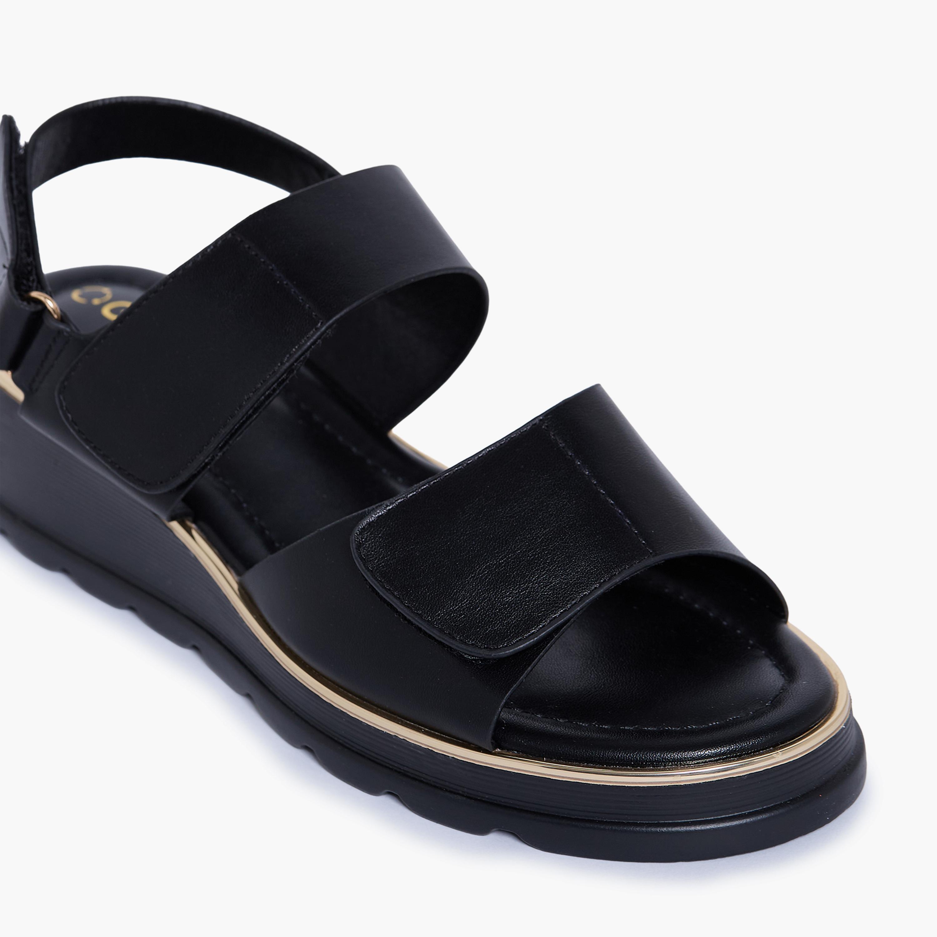 Geoomnii Women's Hook & Loop Jave Wedge Strap Sandals | KN2614-4-BLACK-women-shoes-sandals-heeled-image-2