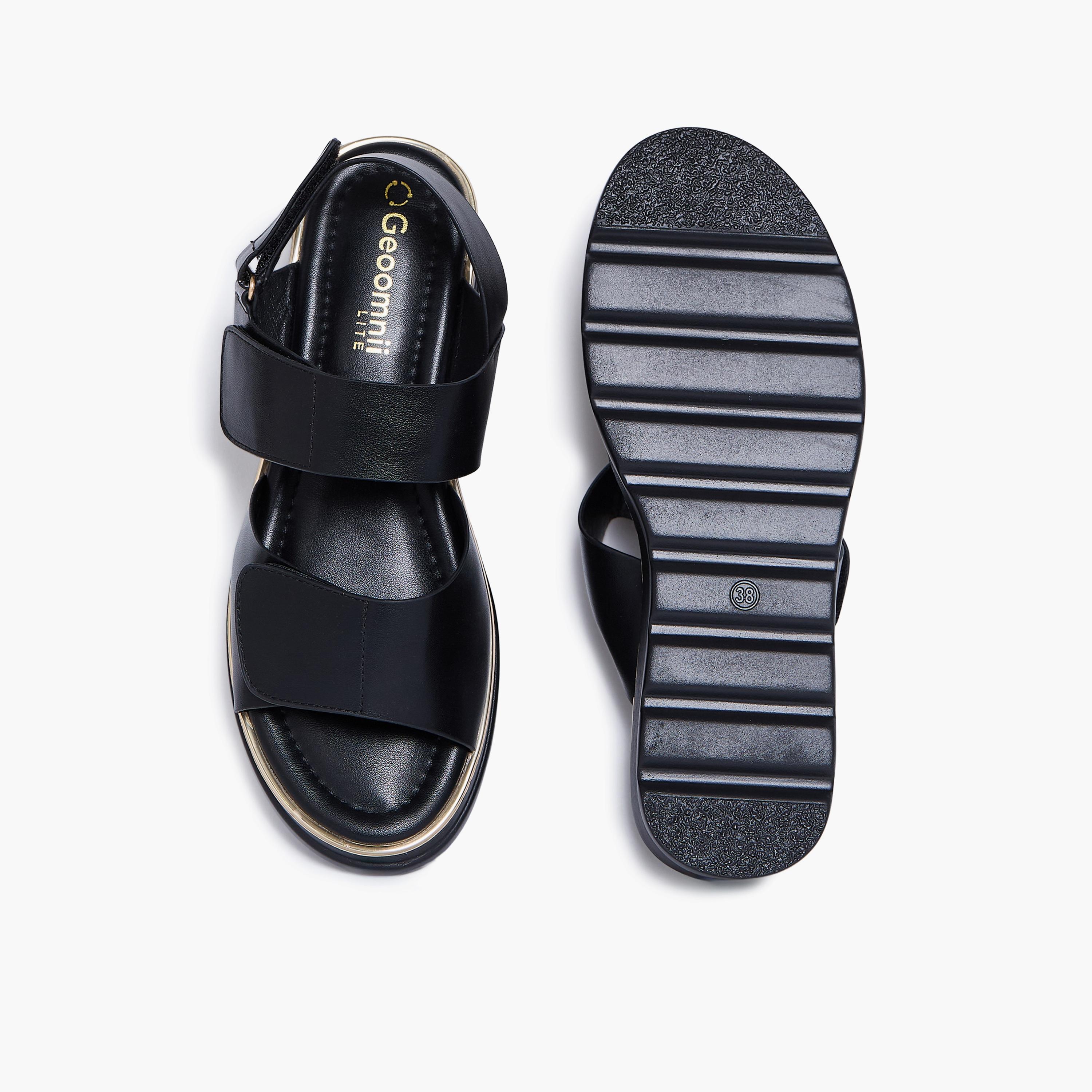 Geoomnii Women's Hook & Loop Jave Wedge Strap Sandals | KN2614-4-BLACK-women-shoes-sandals-heeled-image-3