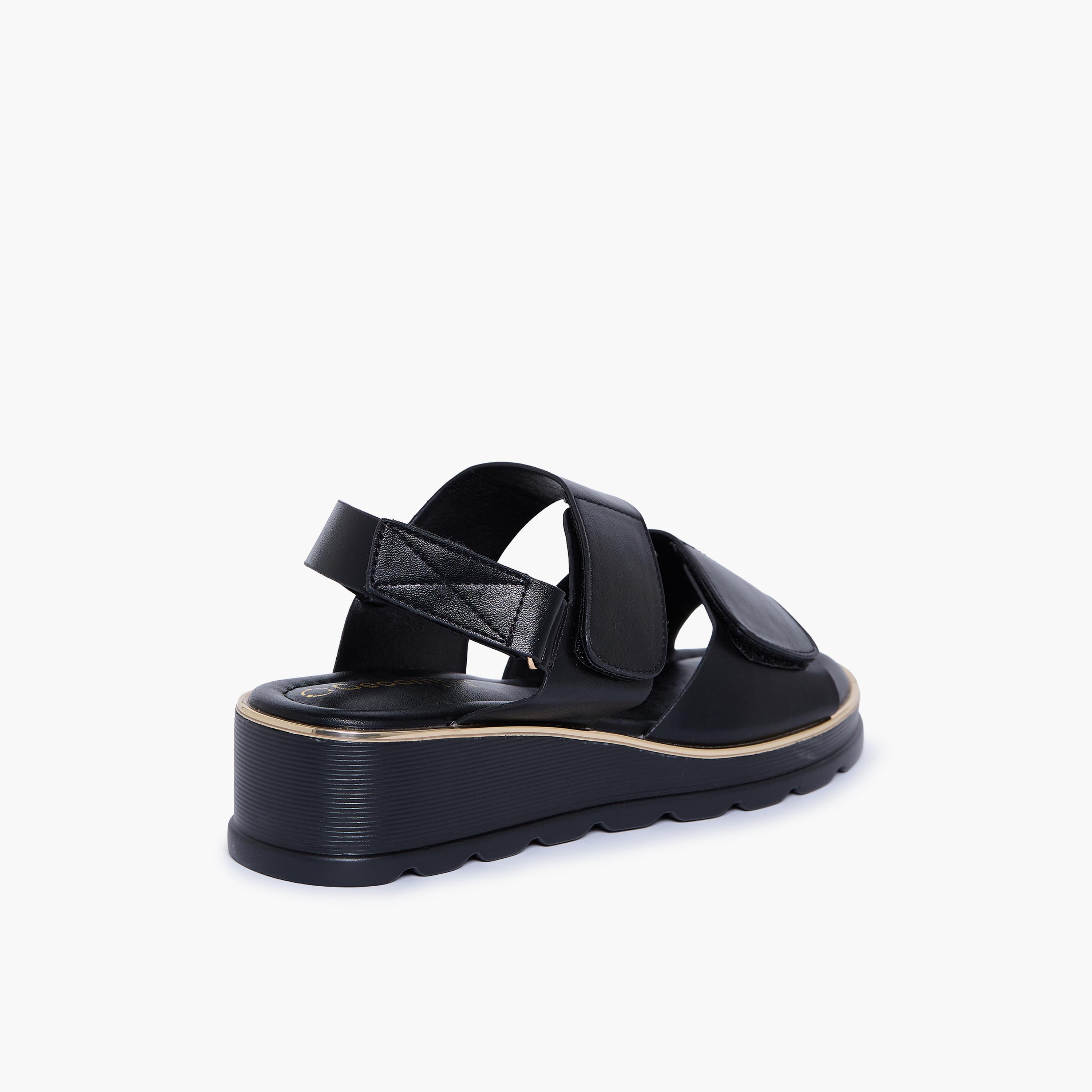 جيومني - صندل جايف بكعب إسفيني مشبك وحلقة للنساء | KN2614-4-BLACK-women-shoes-sandals-heeled-image-5