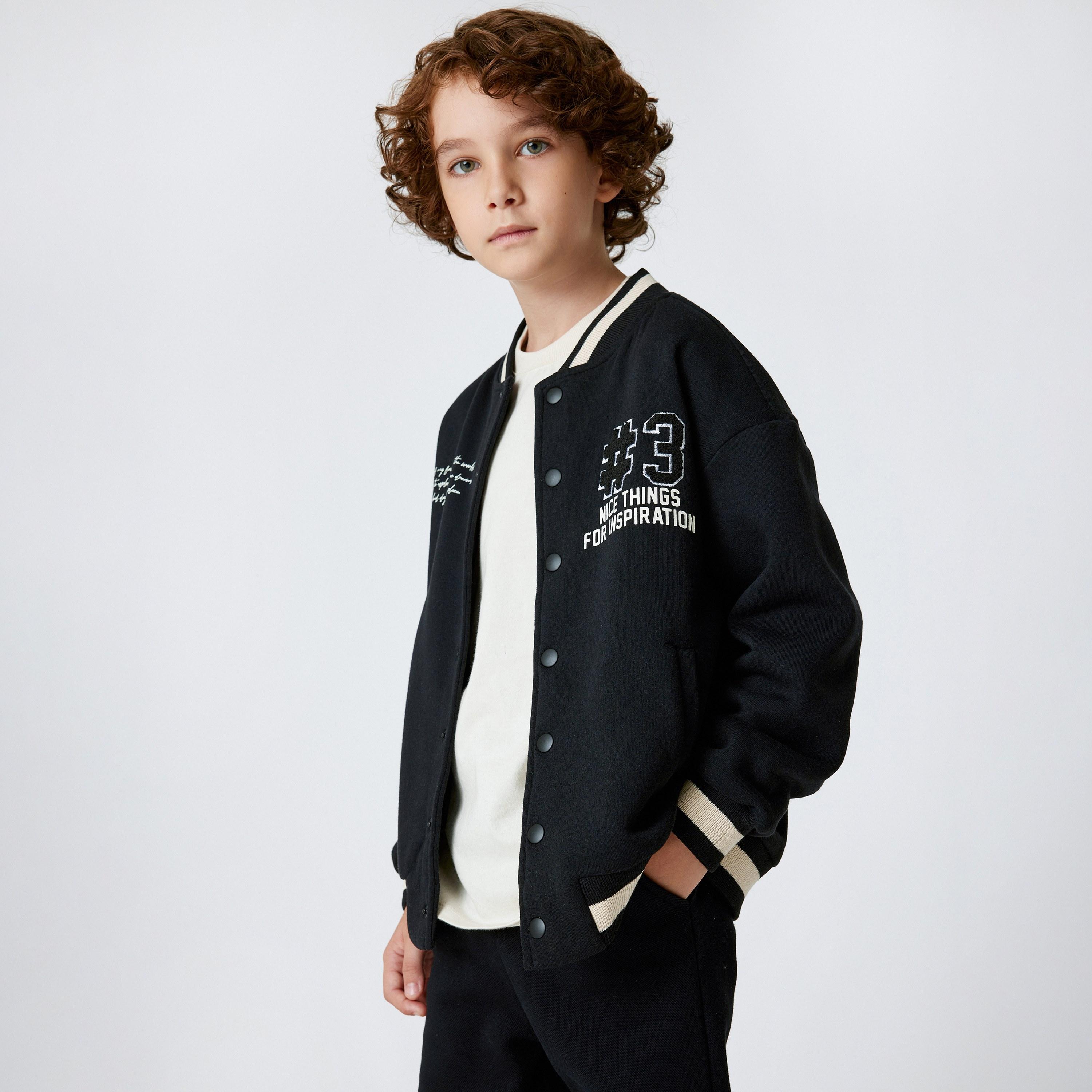 Koton Long Sleeves Mandarin Neck Printed Jacket-boys-clothing-jacketsandcoats-image-1