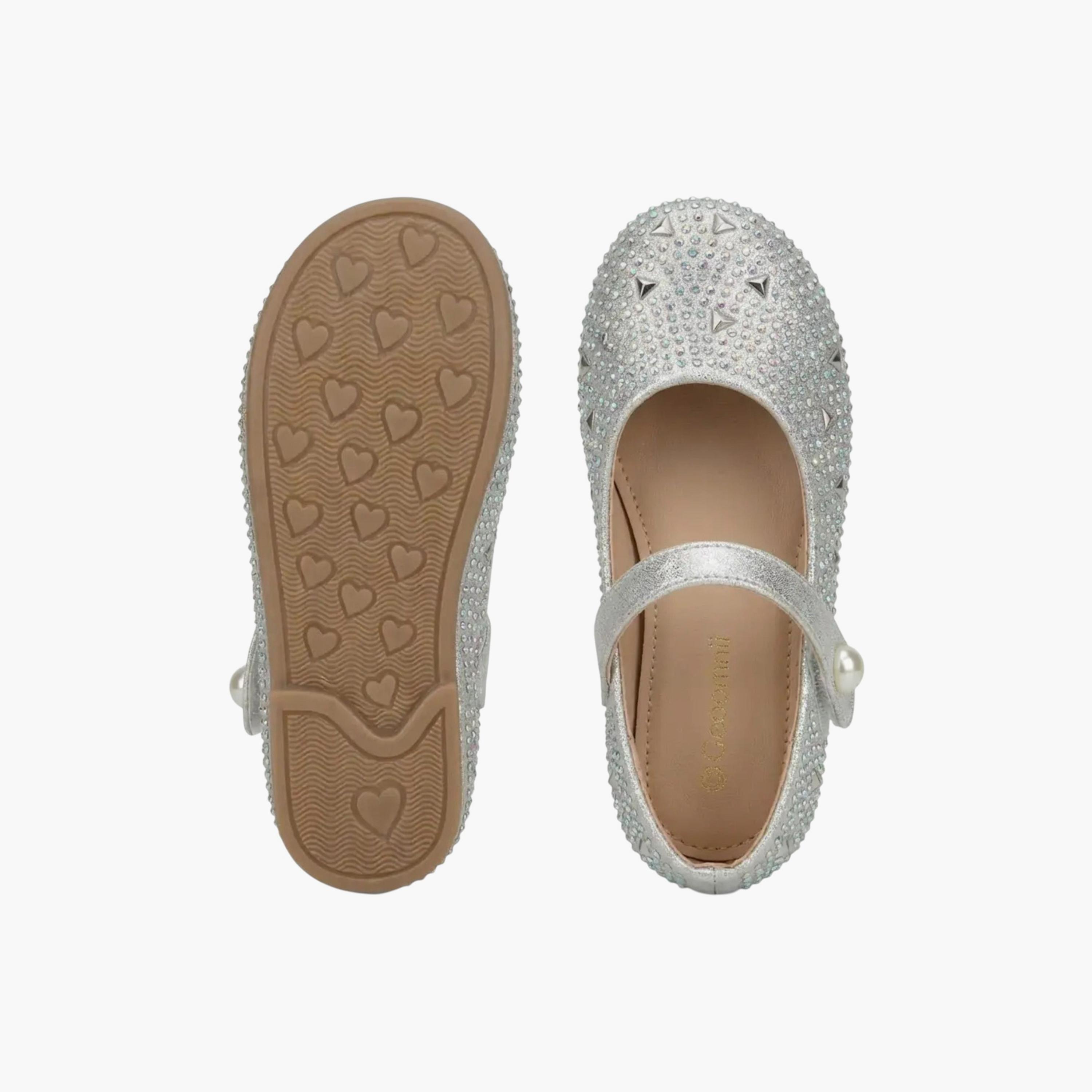 Geoomnii Girls Hook & Loop Heaielee Mary Jane | KS9049-SILVER-girls-shoes-ballerinas-image-3