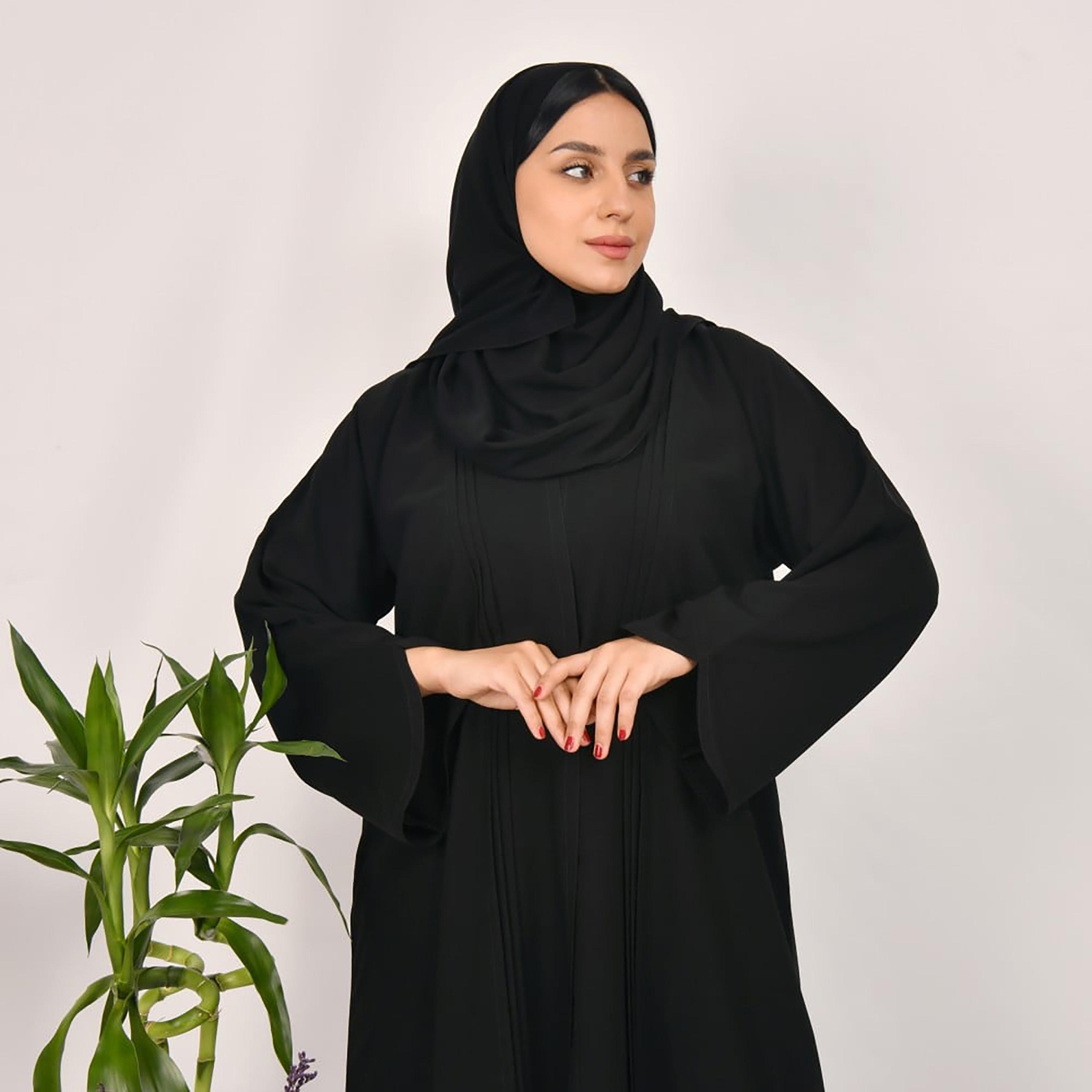 Lamha Front Pleated Abaya with Hijab-women-arabicclothing-abayas-image-2