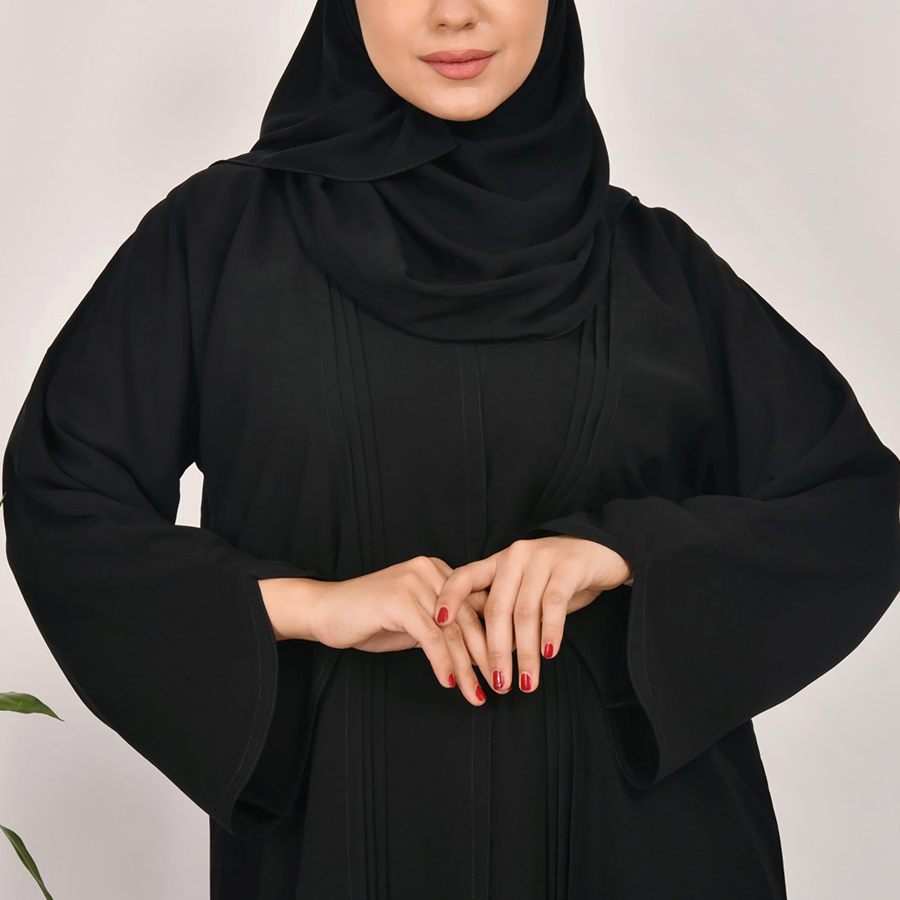 Lamha Front Pleated Abaya with Hijab-women-arabicclothing-abayas-image-3
