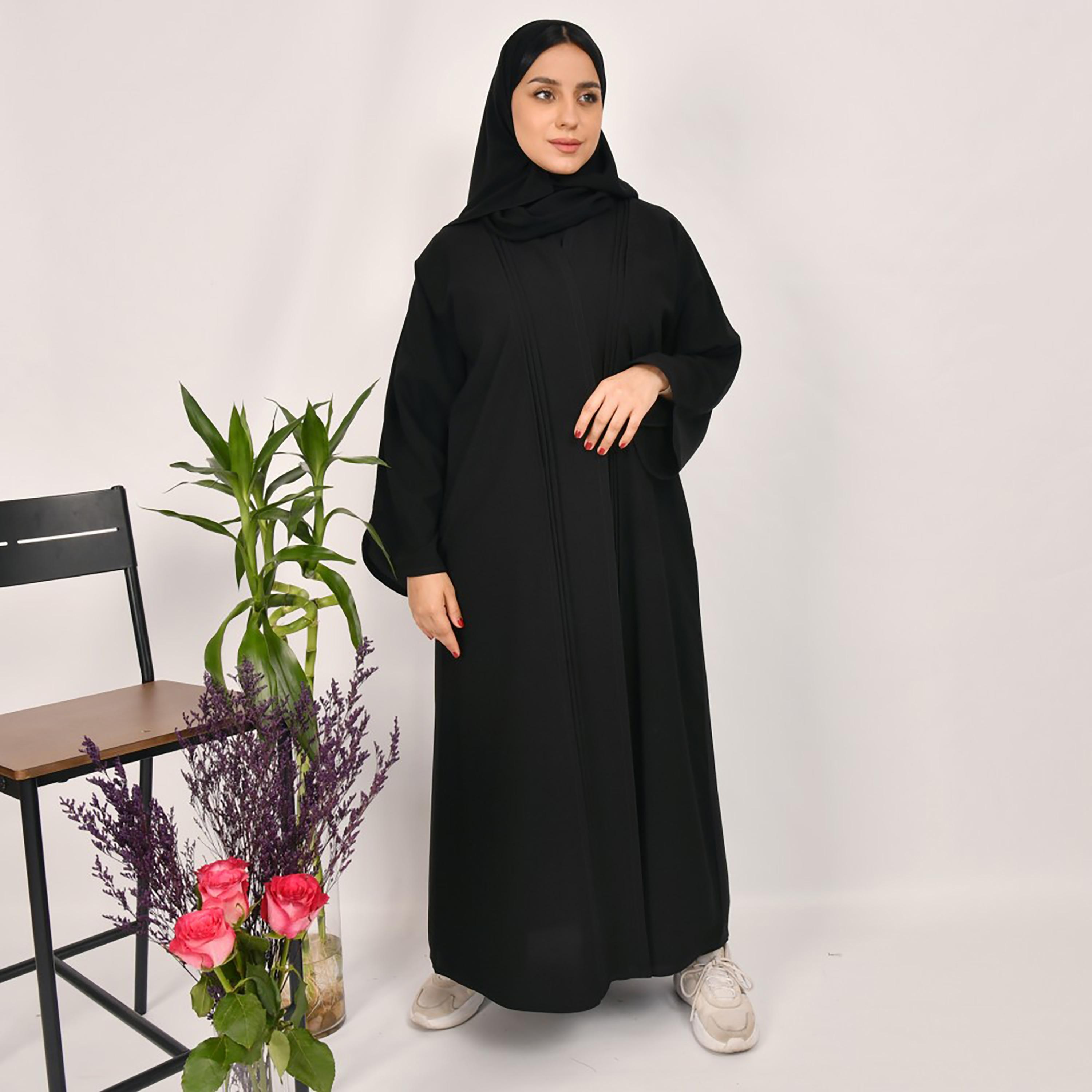 Lamha Front Pleated Abaya with Hijab-women-arabicclothing-abayas-image-4