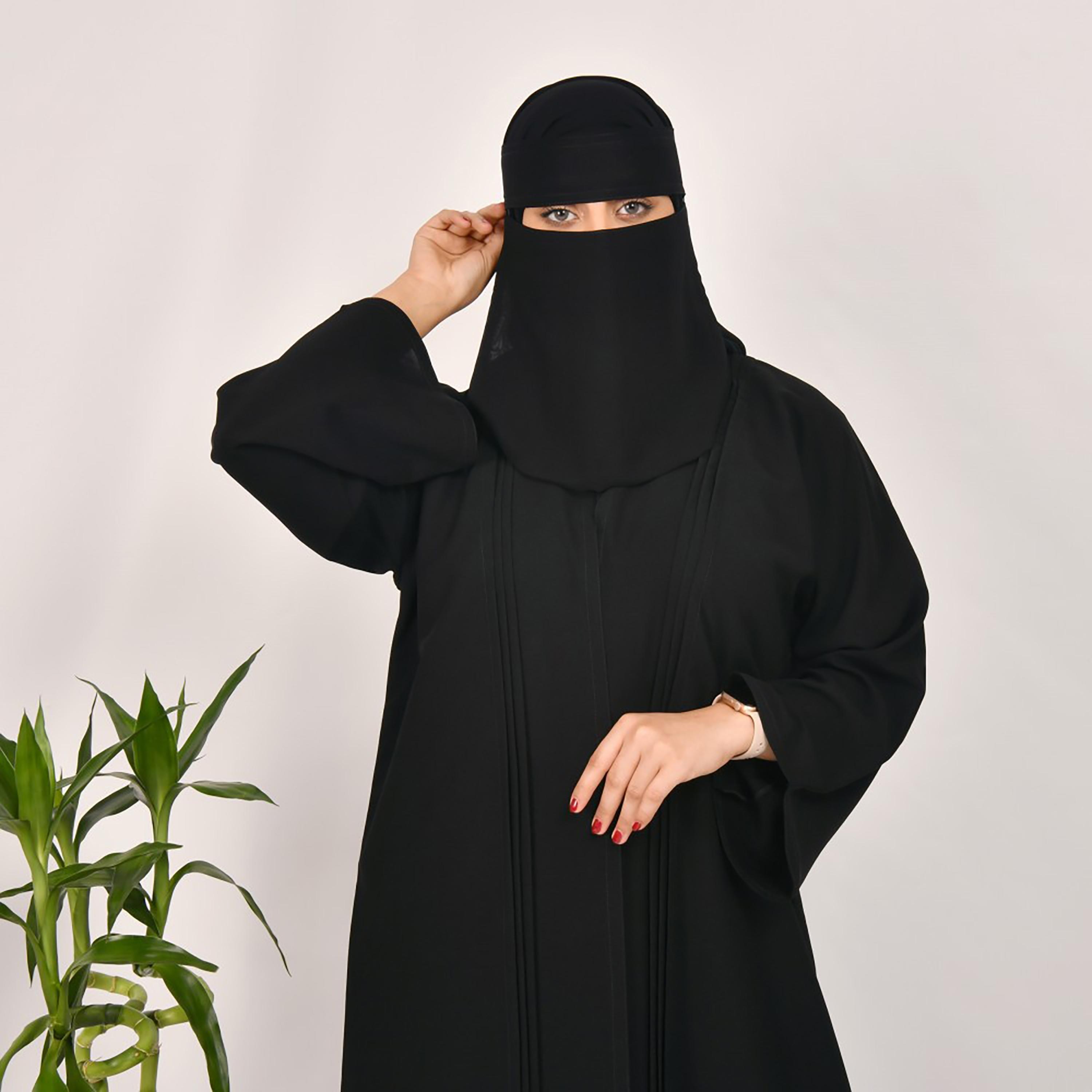 Lamha Front Pleated Abaya with Hijab-women-arabicclothing-abayas-image-5
