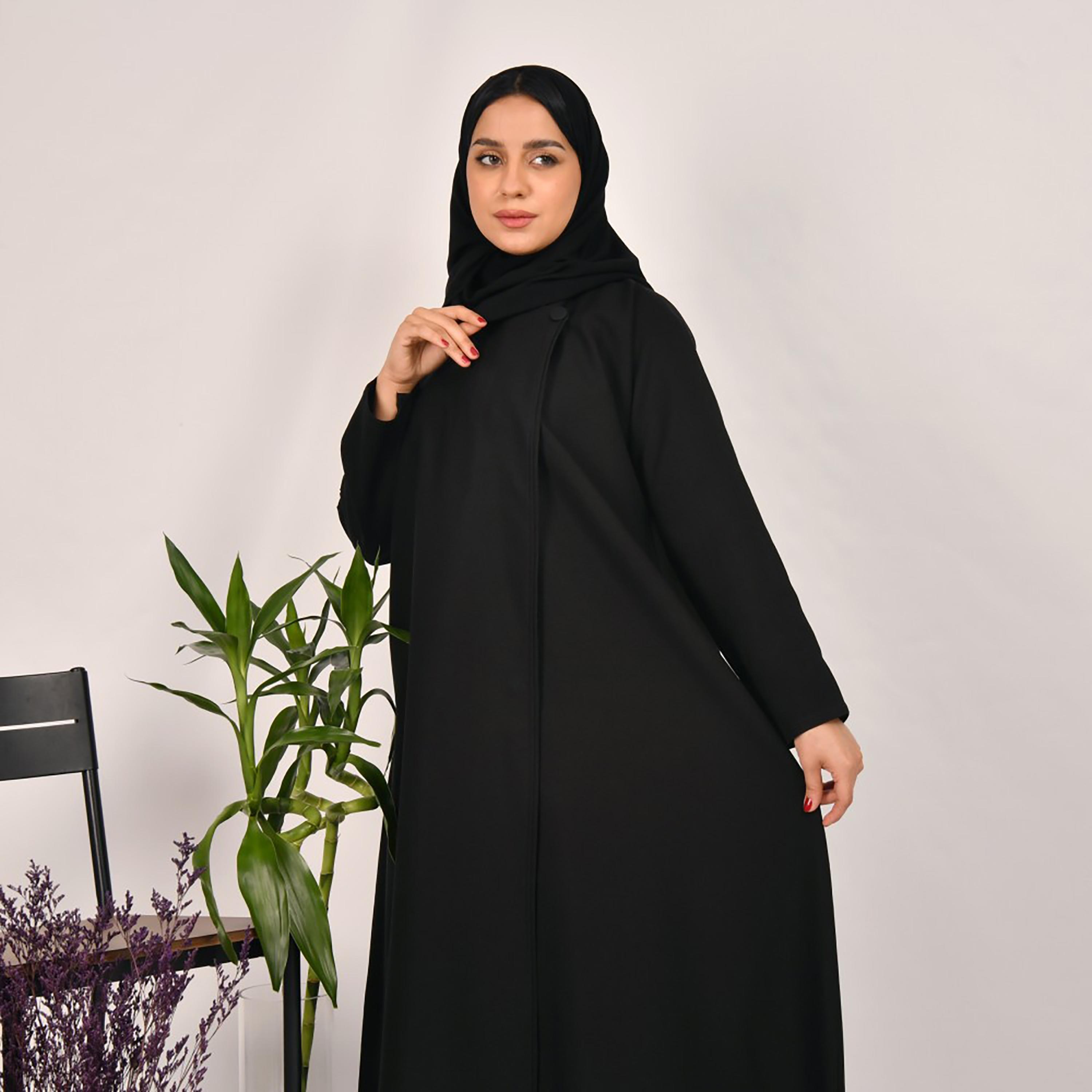 Lamha Buttons Detailed Abaya with Hijab-women-arabicclothing-abayas-image-2