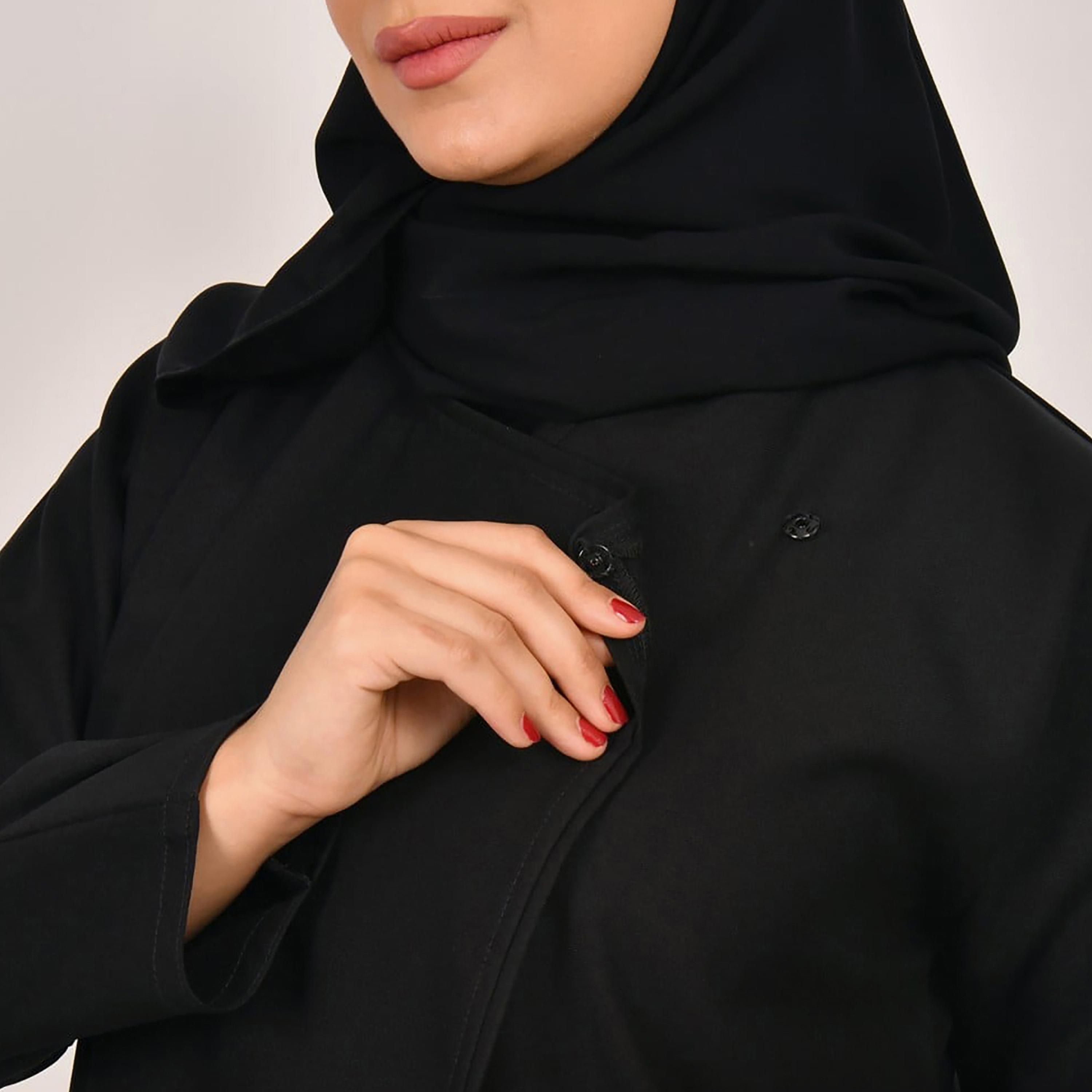 Lamha Buttons Detailed Abaya with Hijab-women-arabicclothing-abayas-image-3