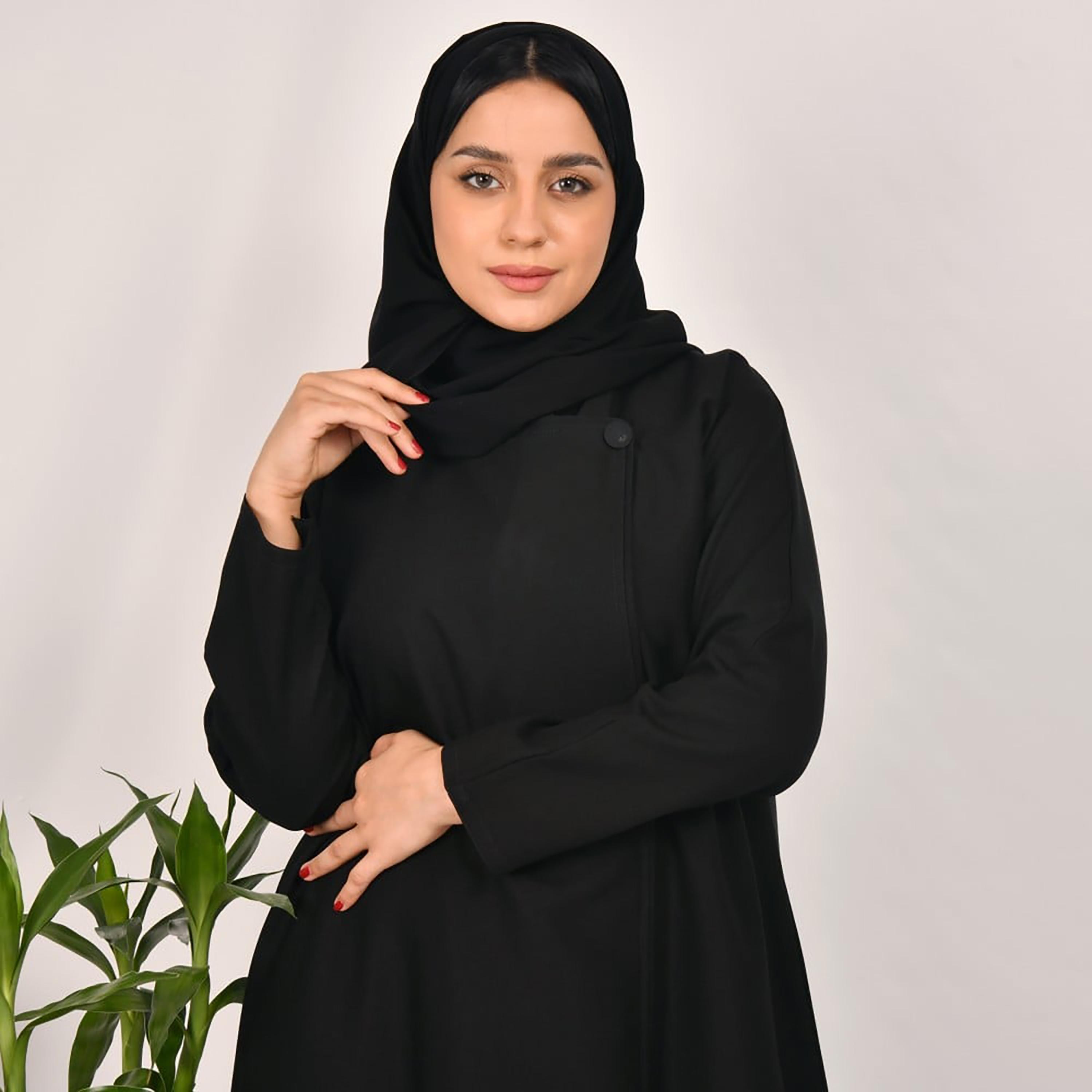 Lamha Buttons Detailed Abaya with Hijab-women-arabicclothing-abayas-image-4